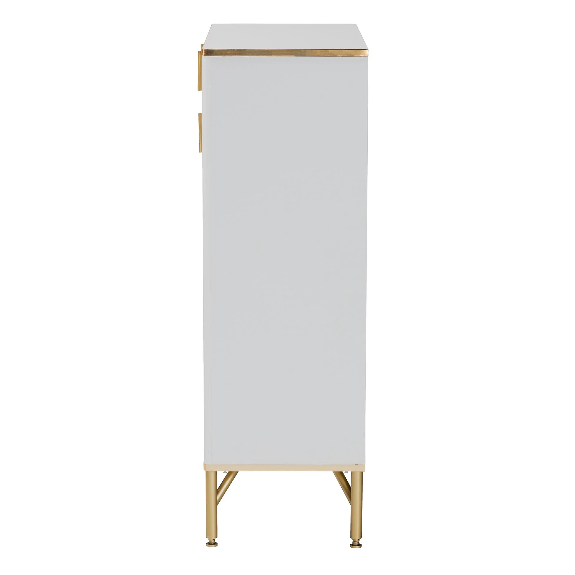 Baxton Studio Lilac Modern Glam White Wood and Gold Metal 2-Door Shoe Cabinet - Image 5