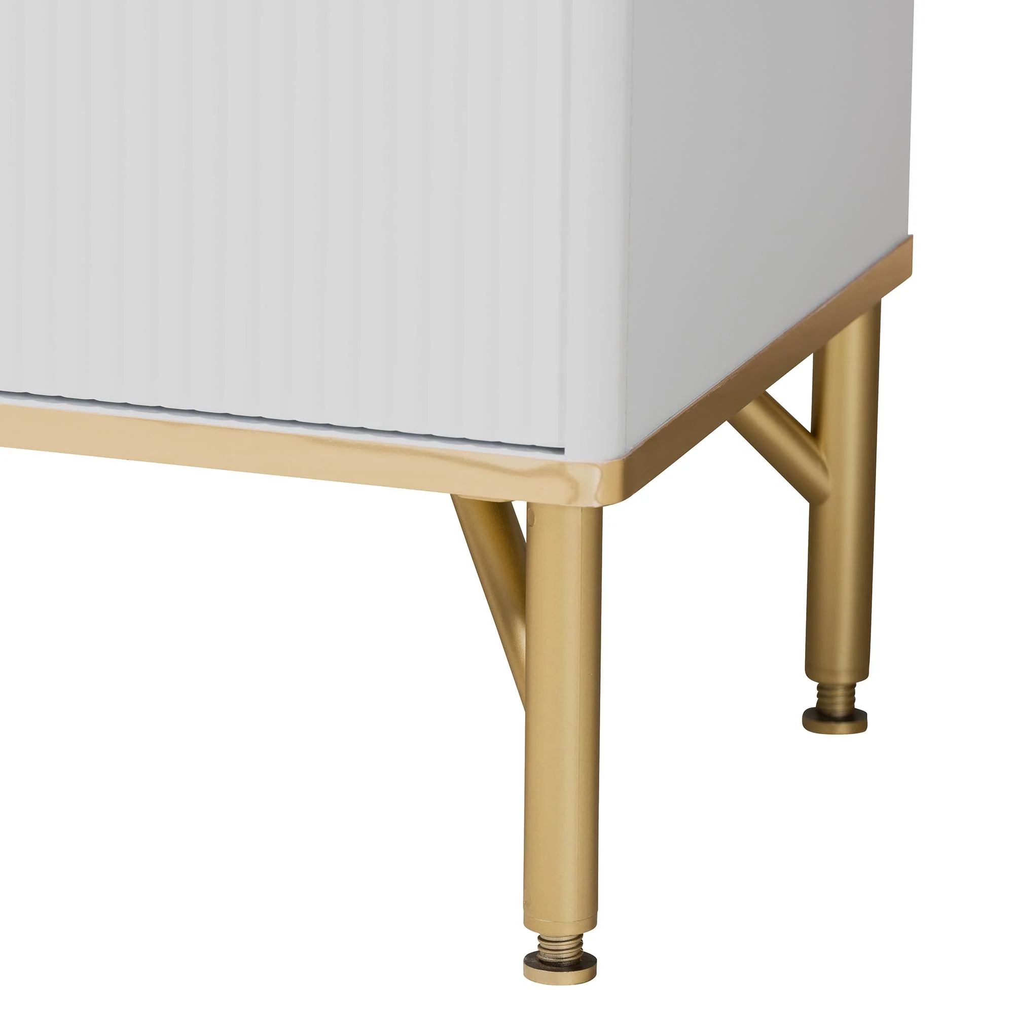 Baxton Studio Lilac Modern Glam White Wood and Gold Metal 2-Door Shoe Cabinet - Image 7