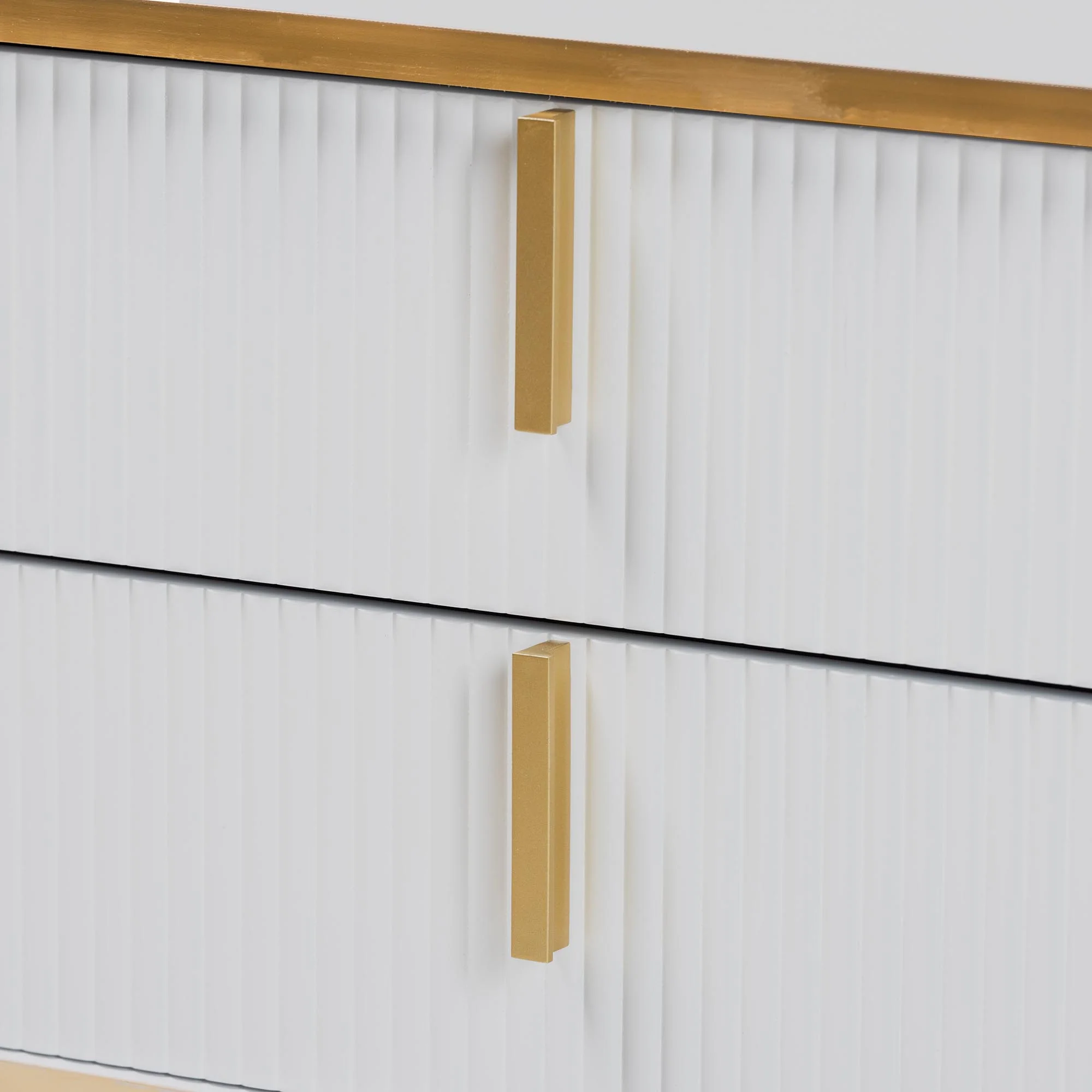 Baxton Studio Lilac Modern Glam White Wood and Gold Metal 2-Drawer Nightstand - Image 6
