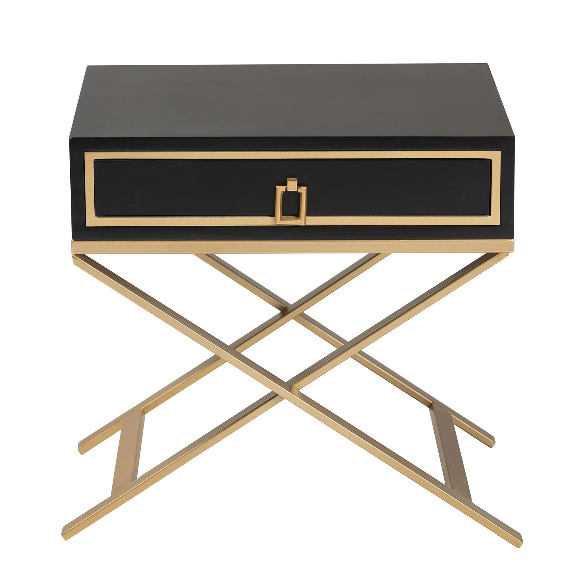 Baxton Studio Lilibet Modern Glam and Luxe Black Finished Wood and Gold Metal 1-Drawer End Table - Image 4