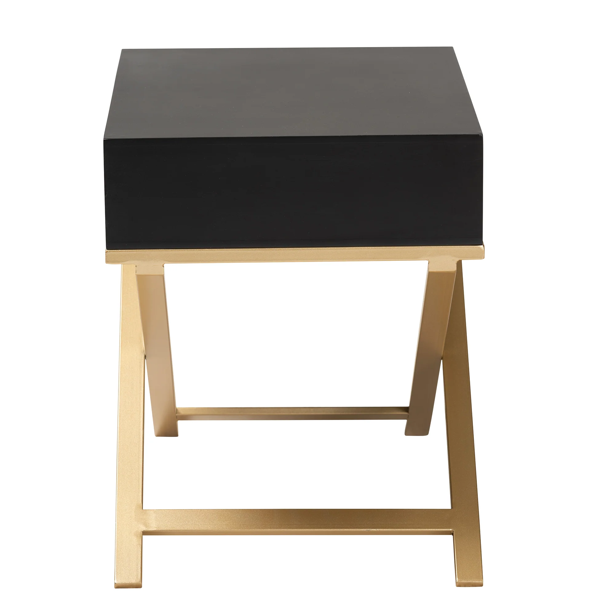 Baxton Studio Lilibet Modern Glam and Luxe Black Finished Wood and Gold Metal 1-Drawer End Table - Image 5