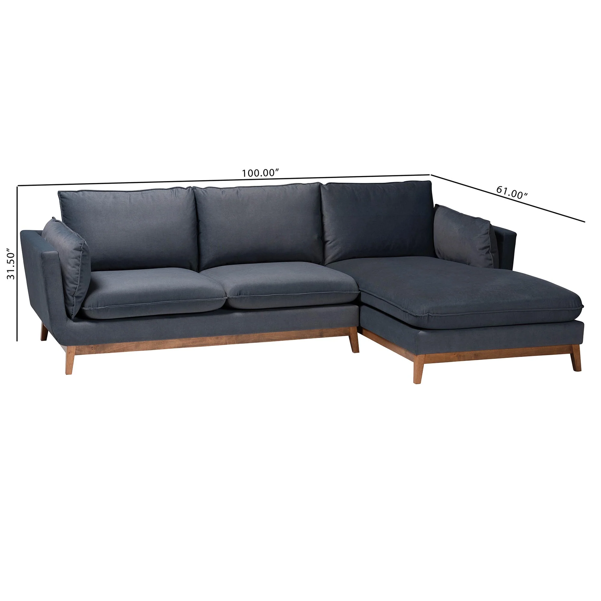 Baxton Studio Linanas Modern Dark Grey Fabric Right Facing Sectional Sofa - Image 2
