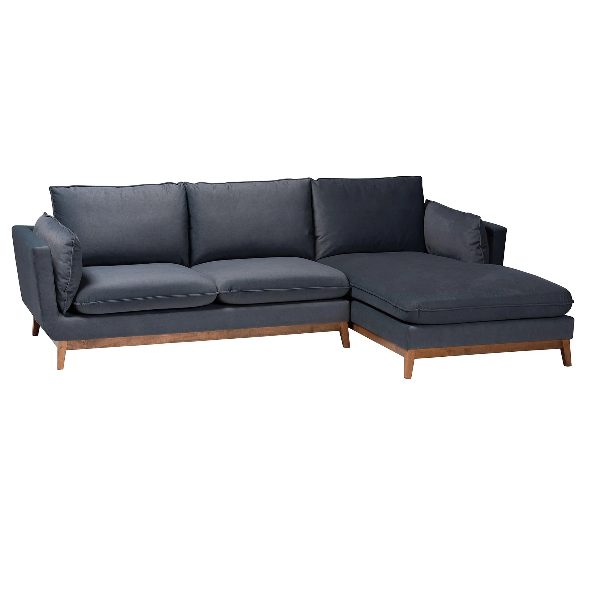 Baxton Studio Linanas Modern Dark Grey Fabric Right Facing Sectional Sofa - Image 3
