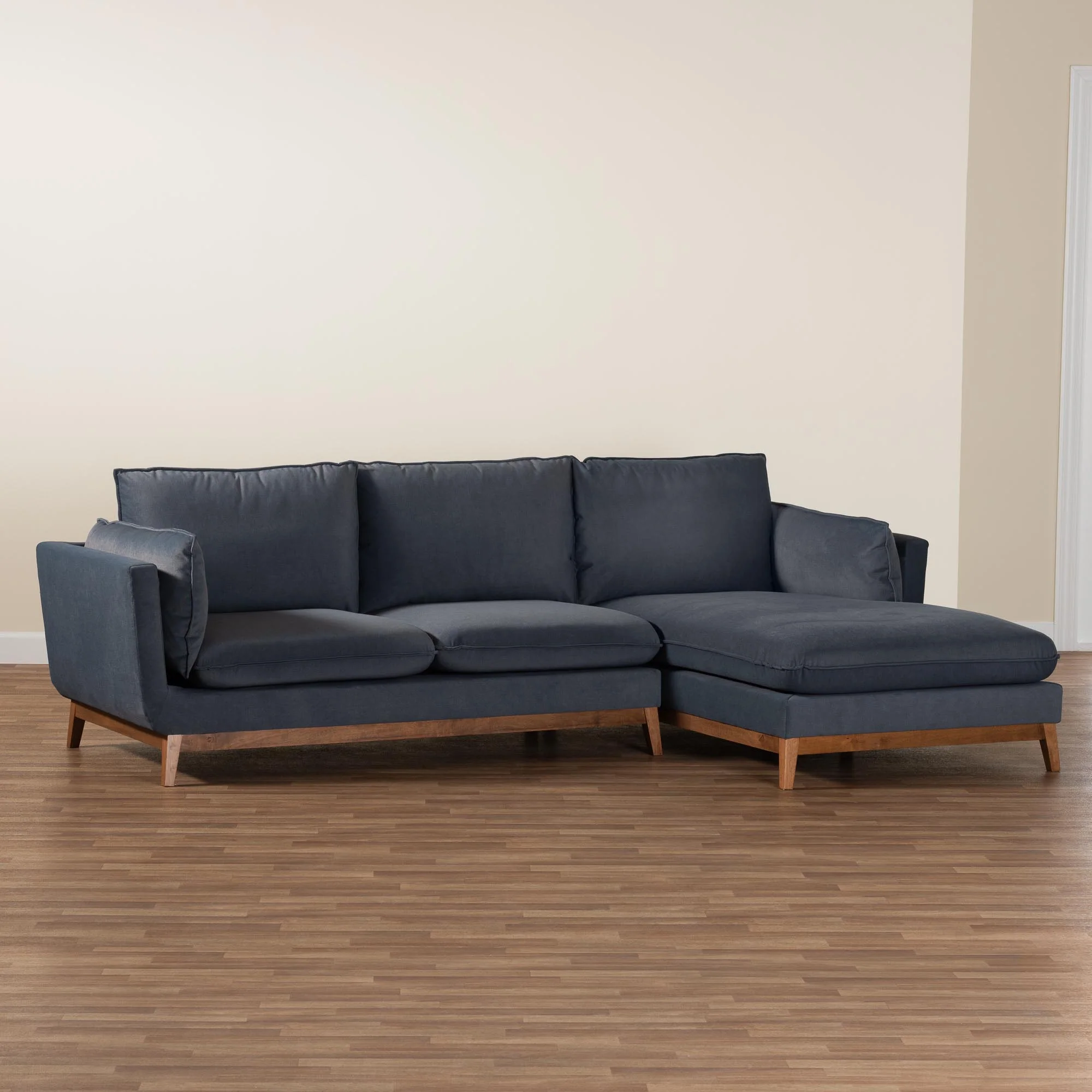Baxton Studio Linanas Modern Dark Grey Fabric Right Facing Sectional Sofa - Image 8