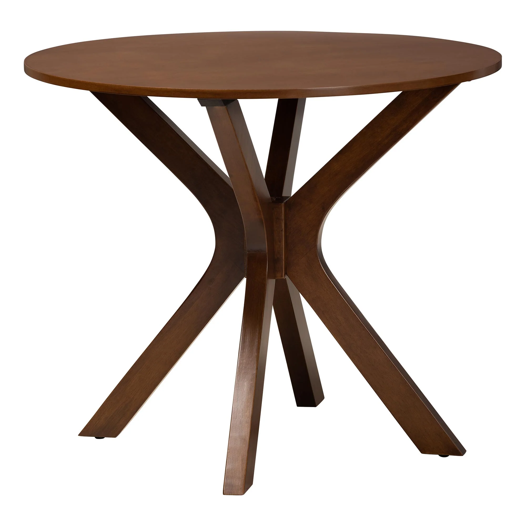 Baxton Studio Linnet Mid-Century Modern Walnut Brown Finished Wood and Rattan 5-Piece Dining Set - Image 6