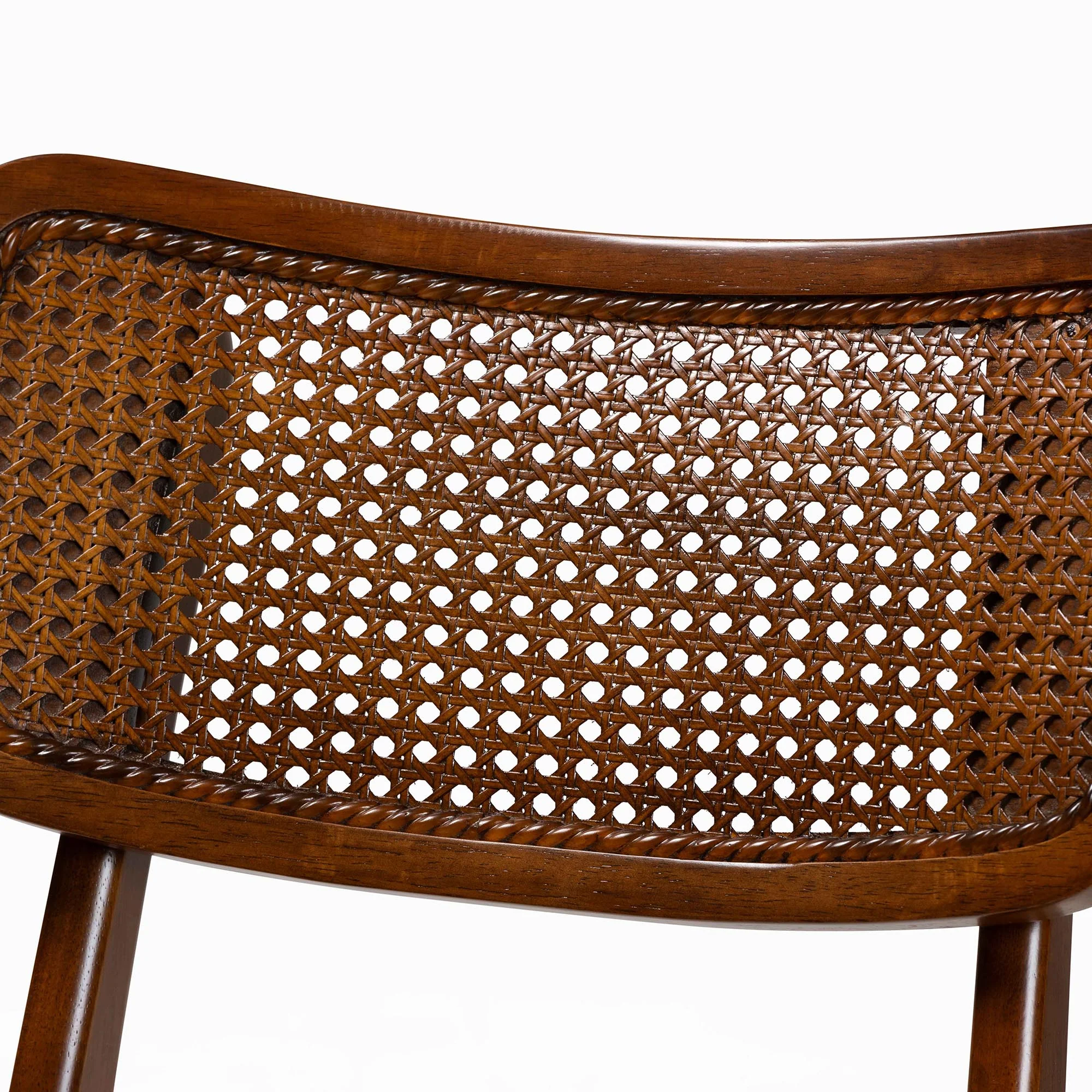 Baxton Studio Linnet Mid-Century Modern Walnut Brown Finished Wood and Rattan 5-Piece Dining Set - Image 8