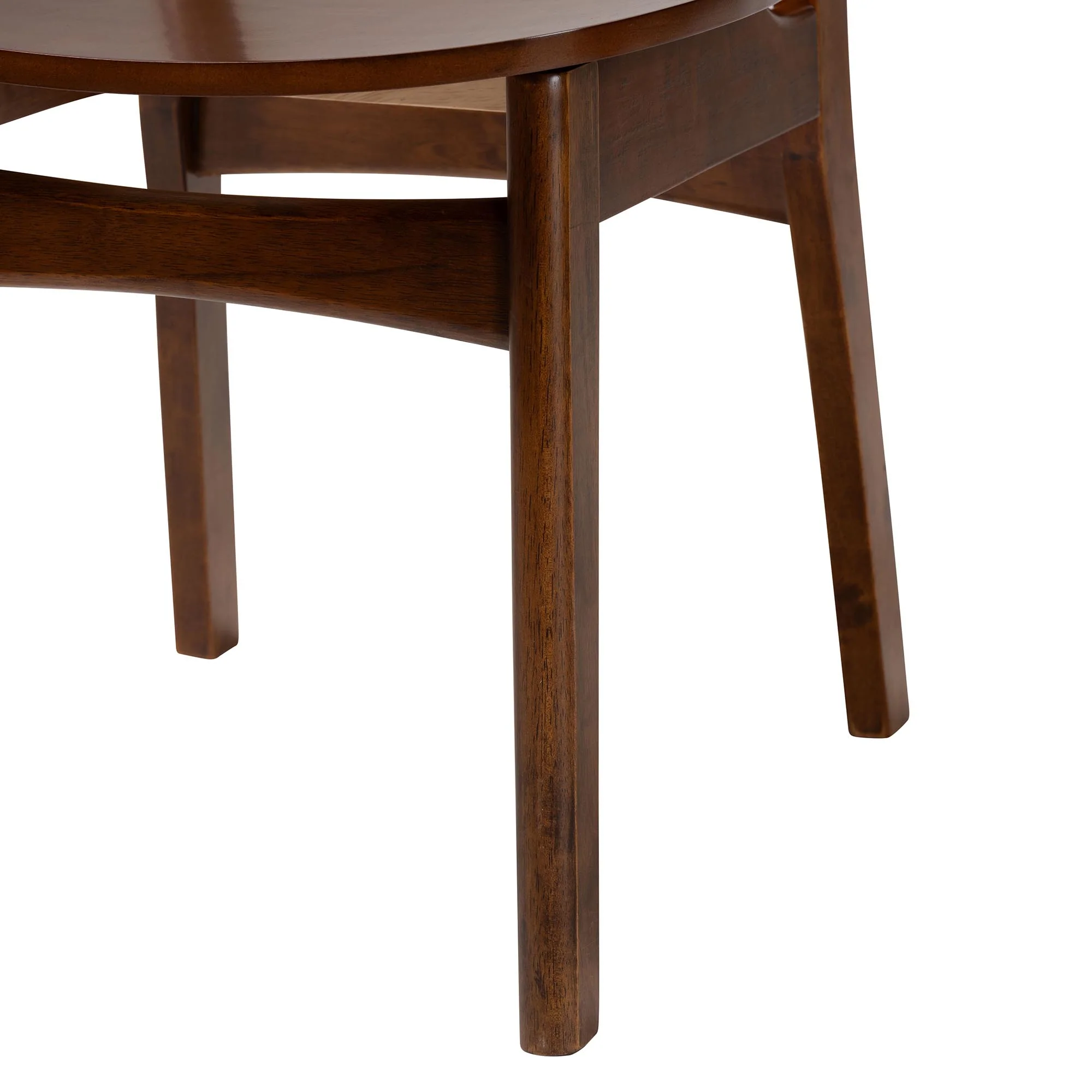 Baxton Studio Linnet Mid-Century Modern Walnut Brown Finished Wood and Rattan 5-Piece Dining Set - Image 9