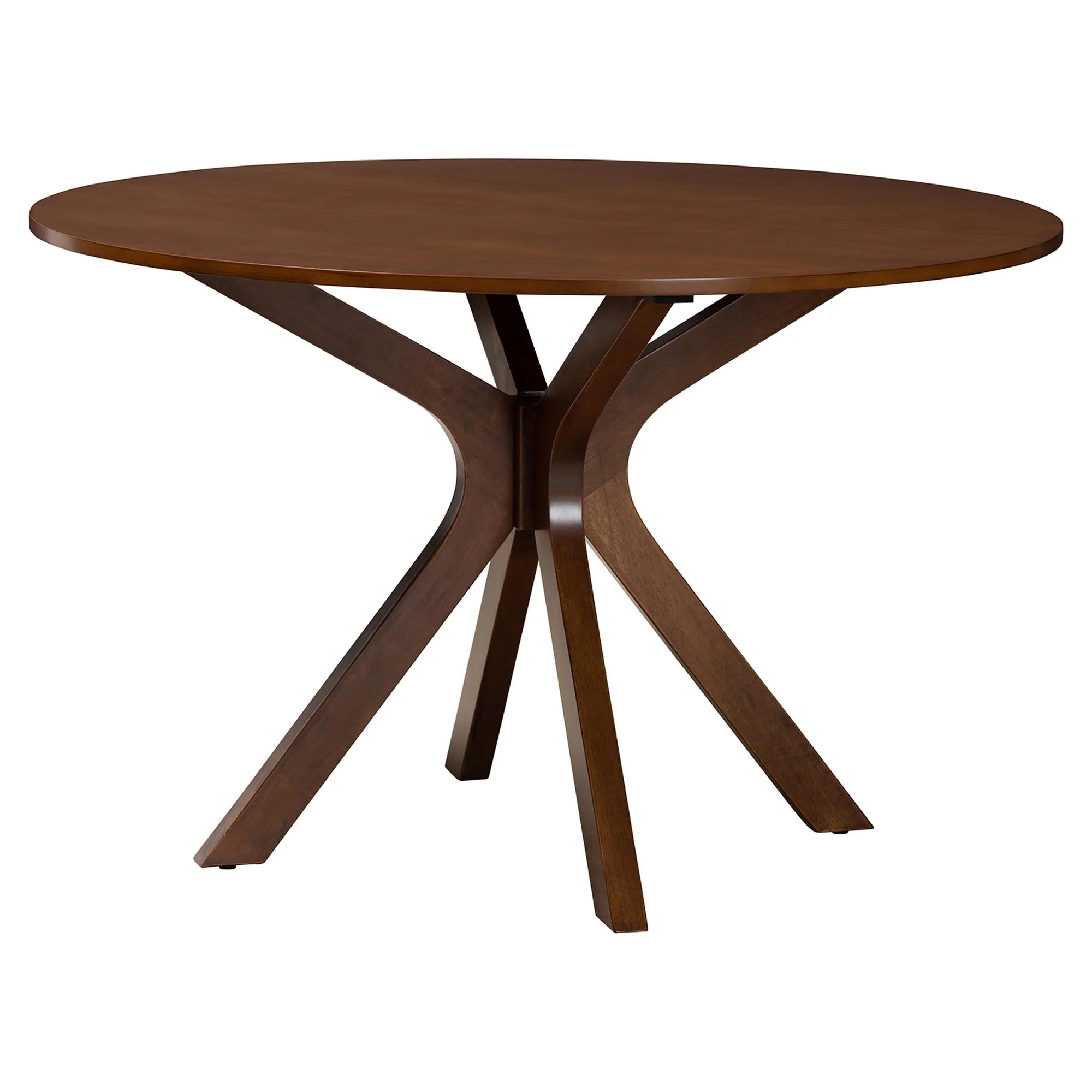 Baxton Studio Linnet Mid-Century Modern Walnut Brown Finished Wood and Rattan 7-Piece Dining Set - Image 6