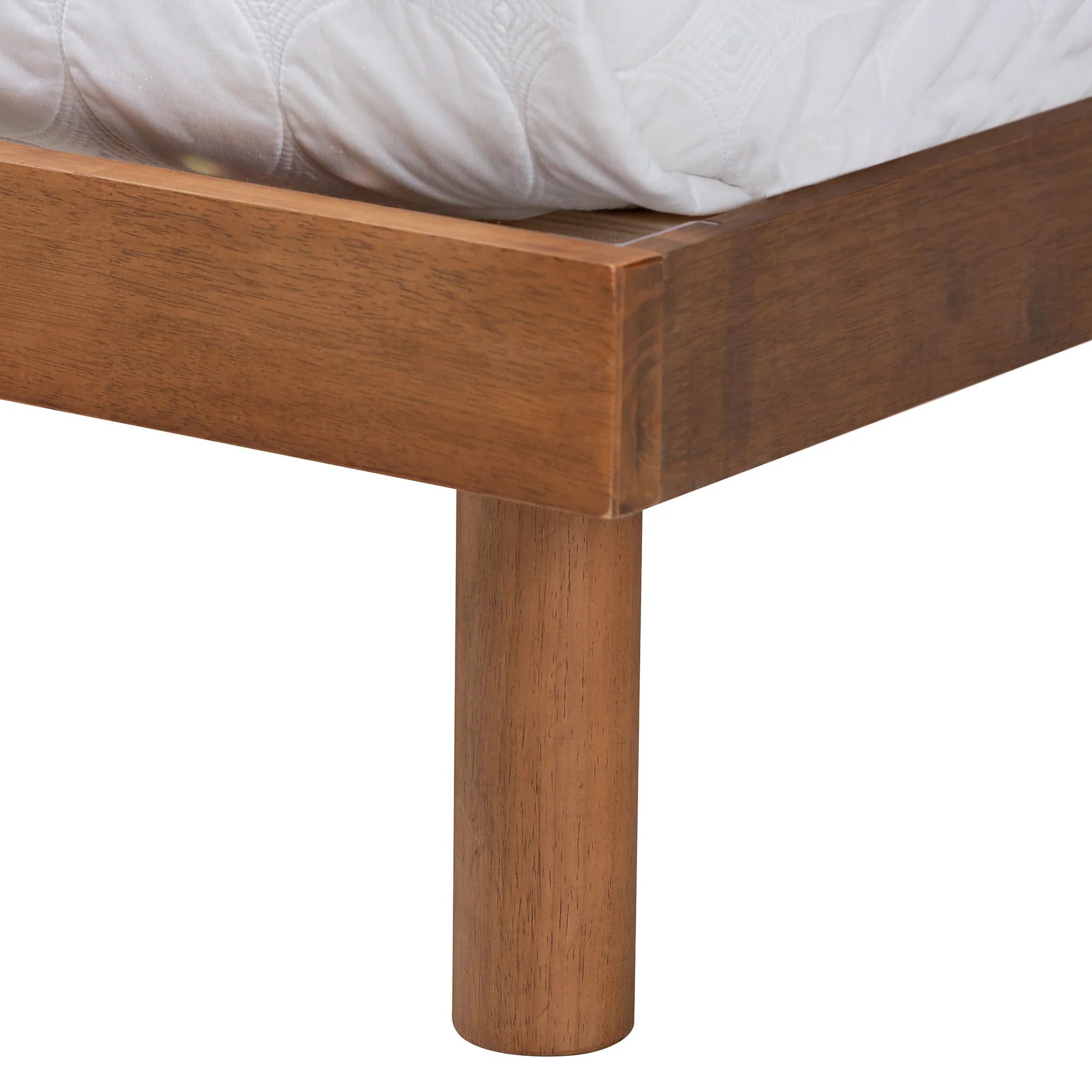 Baxton Studio Lochlan Mid-Century Modern Transitional Walnut Brown Finished Wood Full Size Platform Bed with Charging Station - Image 6