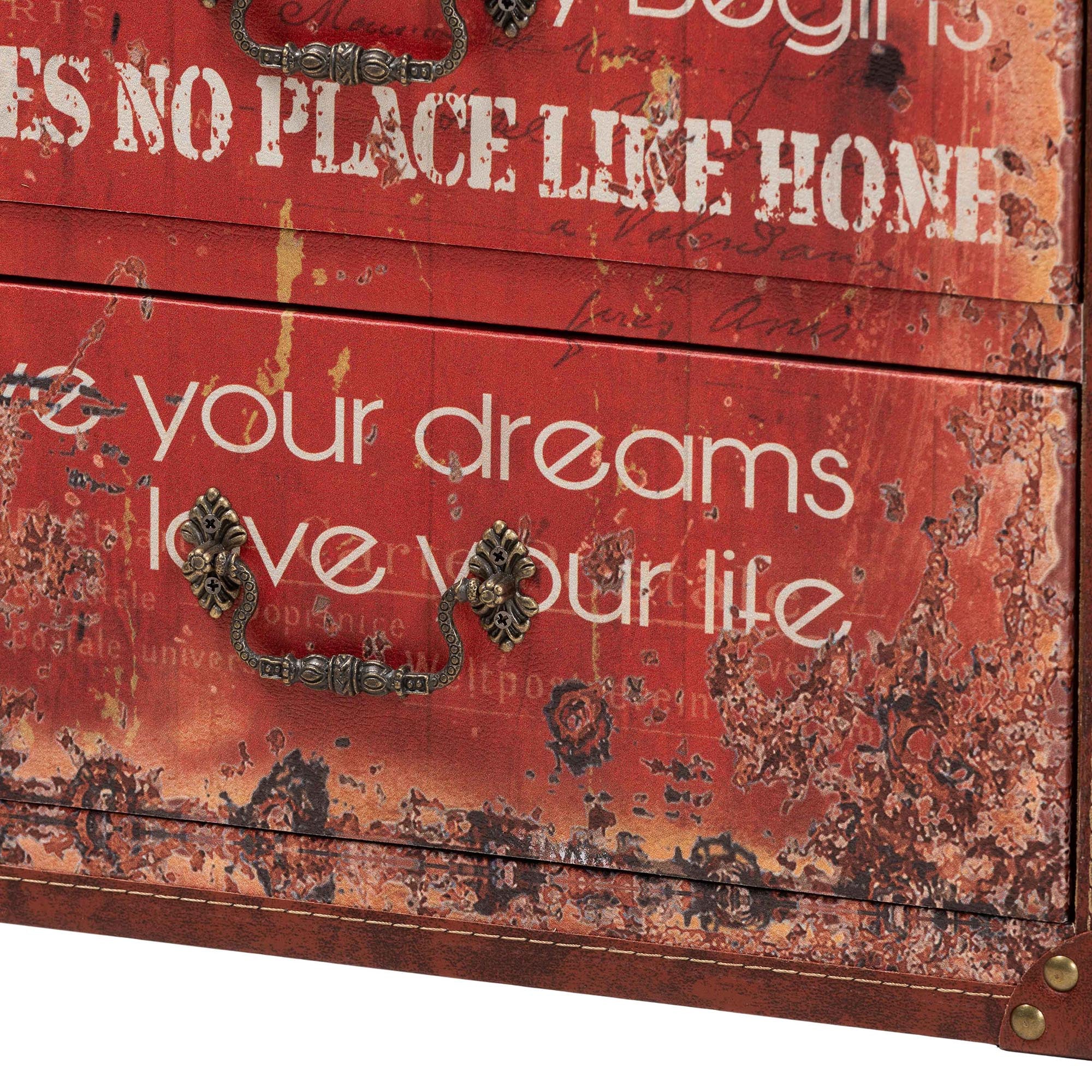 Baxton Studio Lorand Vintage Faux Leather and Wood 3-Drawer Storage Trunk - Image 8
