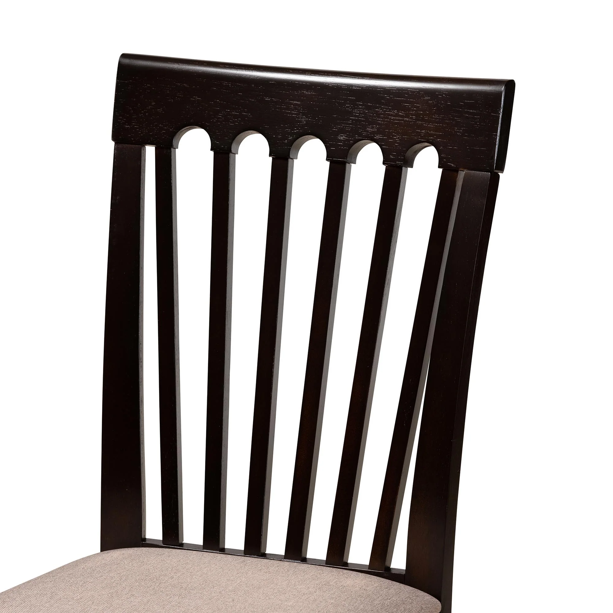 Baxton Studio Lore Modern Sand Fabric and Dark Brown Finished Wood 5-Piece Dining Set - Image 6