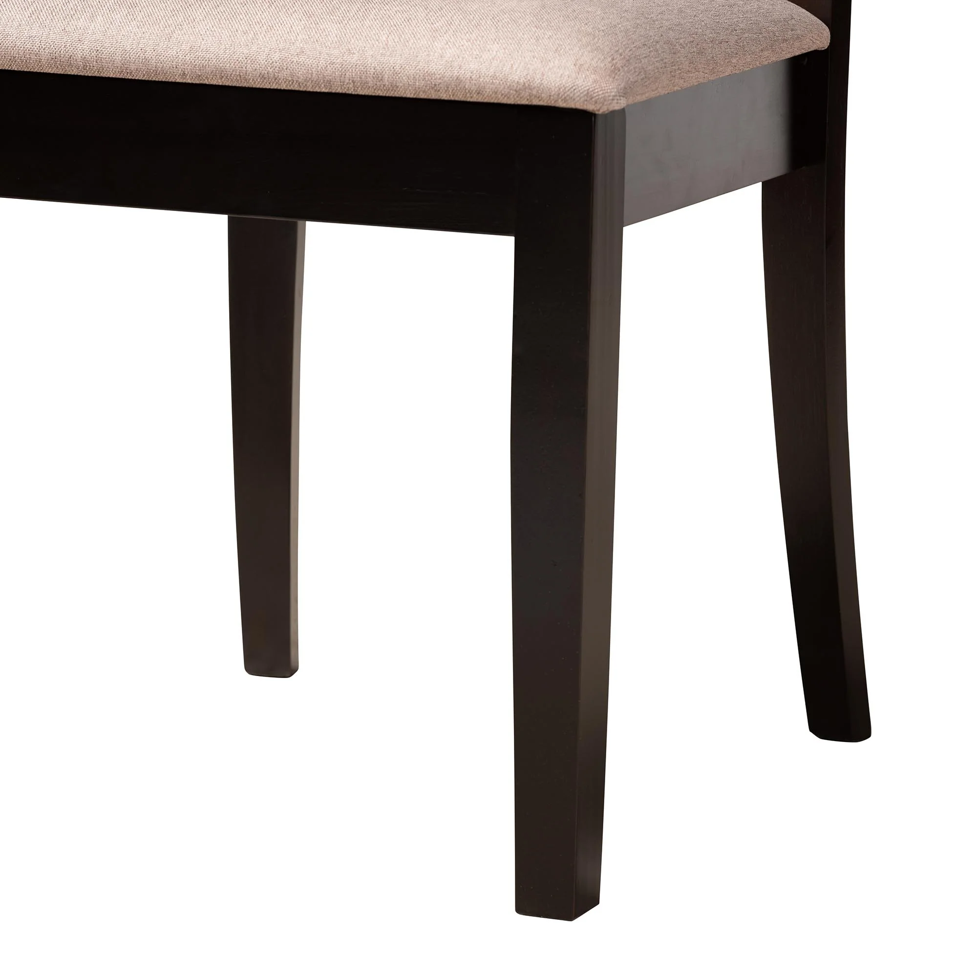 Baxton Studio Lore Modern Sand Fabric and Dark Brown Finished Wood 5-Piece Dining Set - Image 7