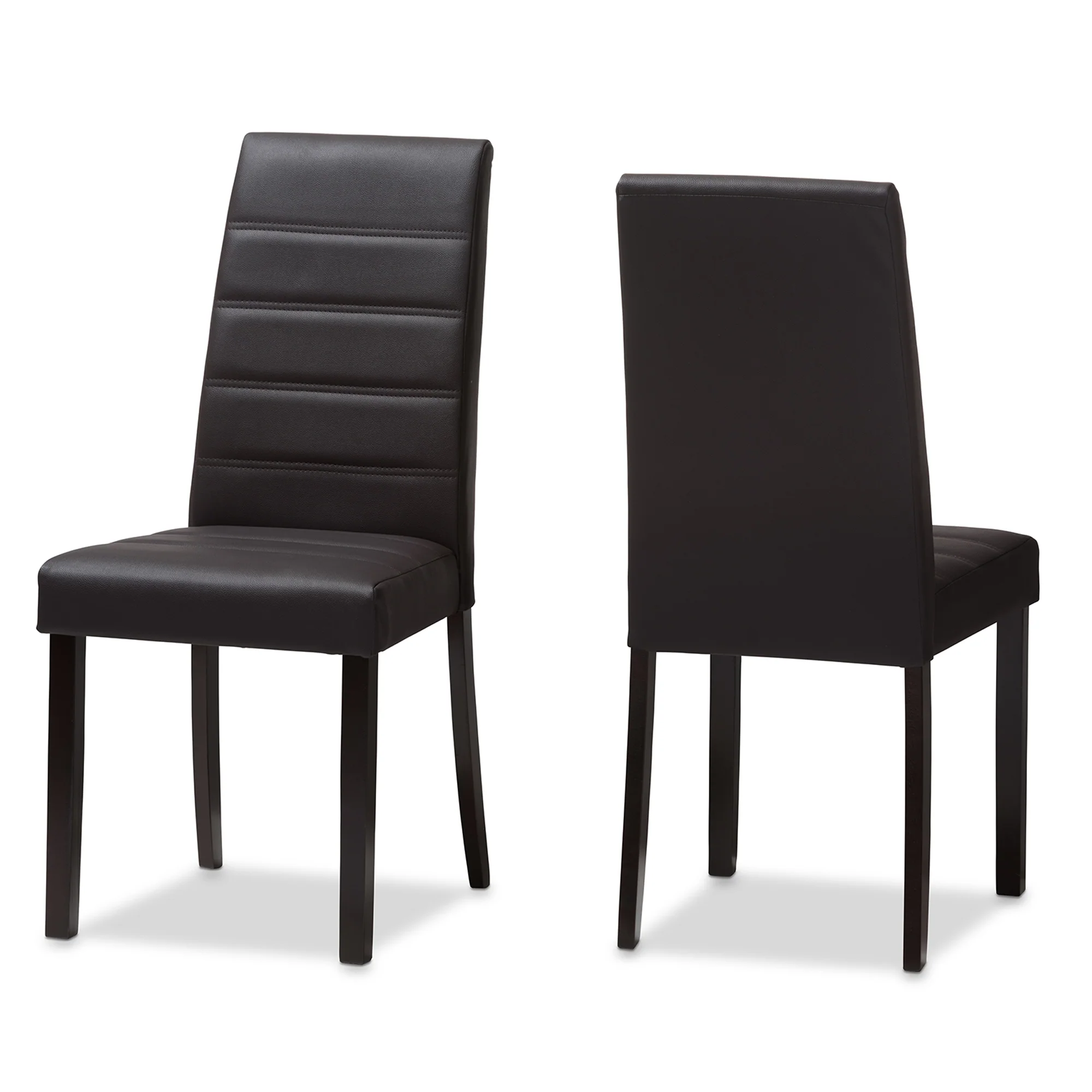 Baxton Studio Lorelle Modern and Contemporary Brown Faux Leather Upholstered Dining Chair (Set of 2) - Image 2