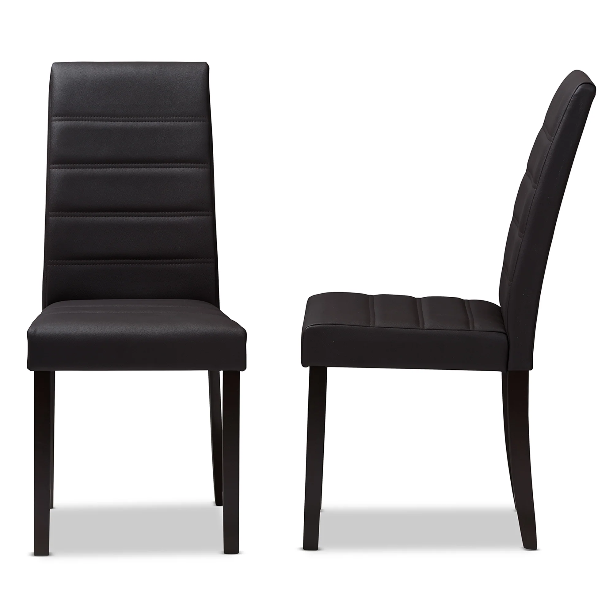Baxton Studio Lorelle Modern and Contemporary Brown Faux Leather Upholstered Dining Chair (Set of 2) - Image 3