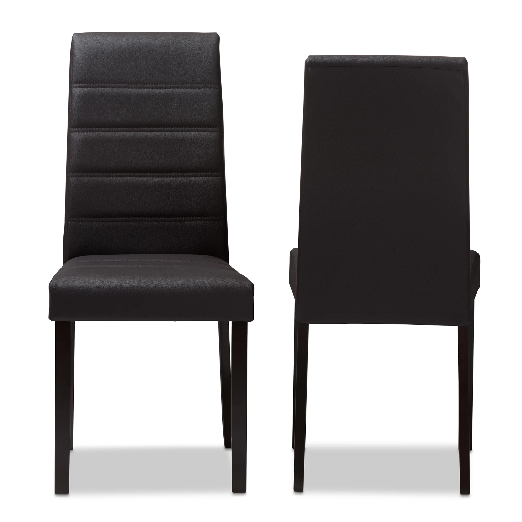Baxton Studio Lorelle Modern and Contemporary Brown Faux Leather Upholstered Dining Chair (Set of 2) - Image 4
