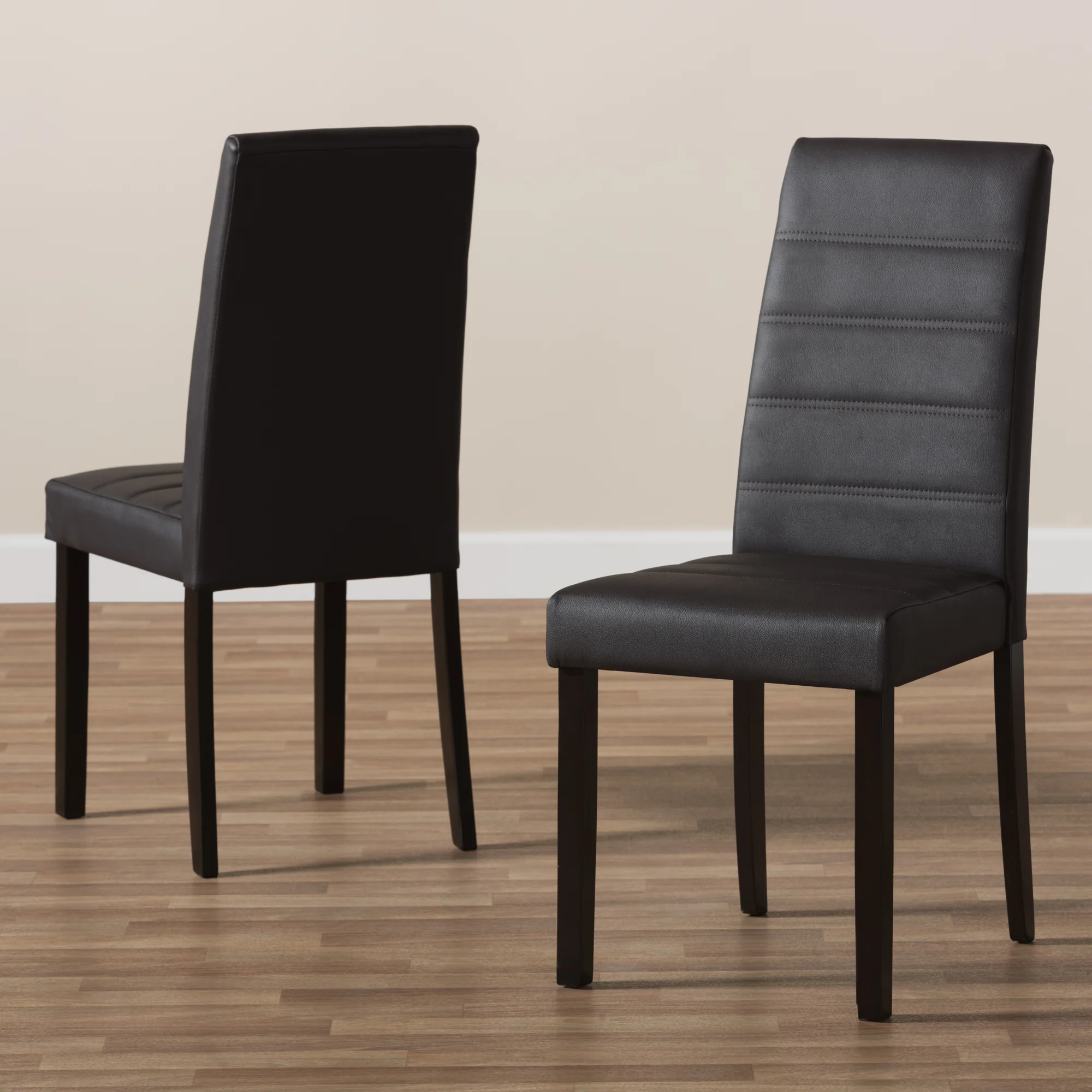 Baxton Studio Lorelle Modern and Contemporary Brown Faux Leather Upholstered Dining Chair (Set of 2) - Image 7