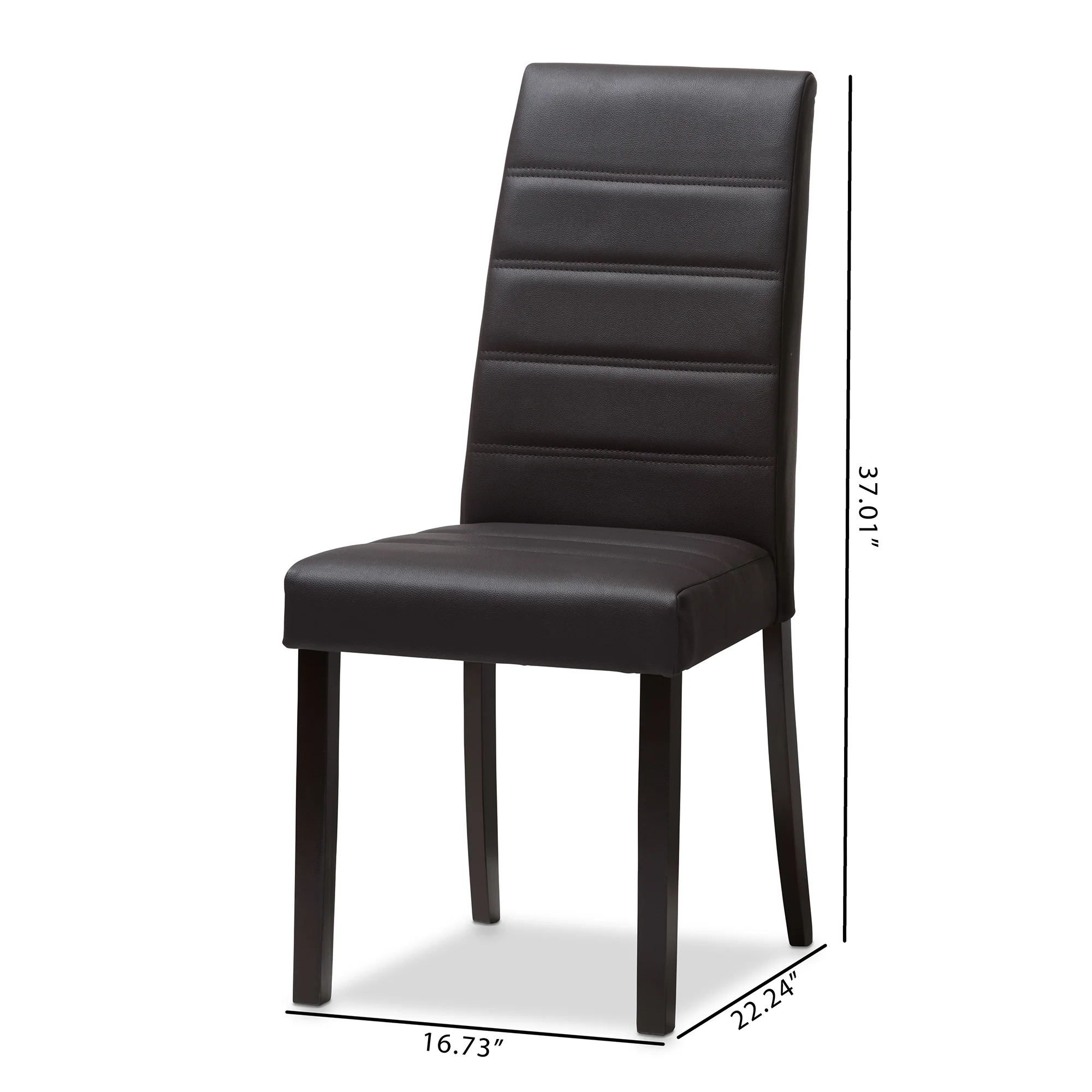 Baxton Studio Lorelle Modern and Contemporary Brown Faux Leather Upholstered Dining Chair (Set of 2) - Image 8