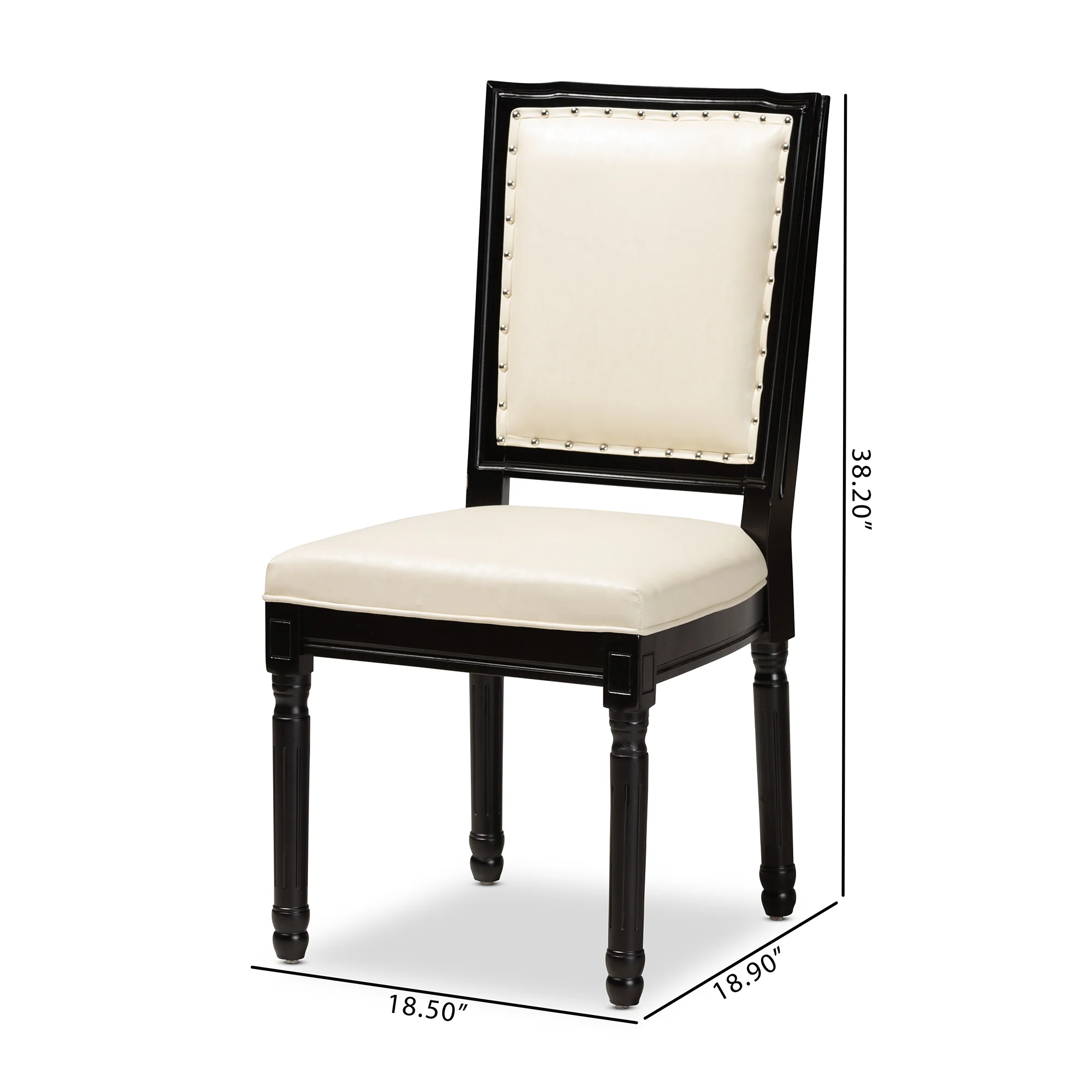 Baxton Studio Louane Traditional French Inspired Beige Faux Leather Upholstered and Black Finished Wood 2-Piece Dining Chair Set - Image 3