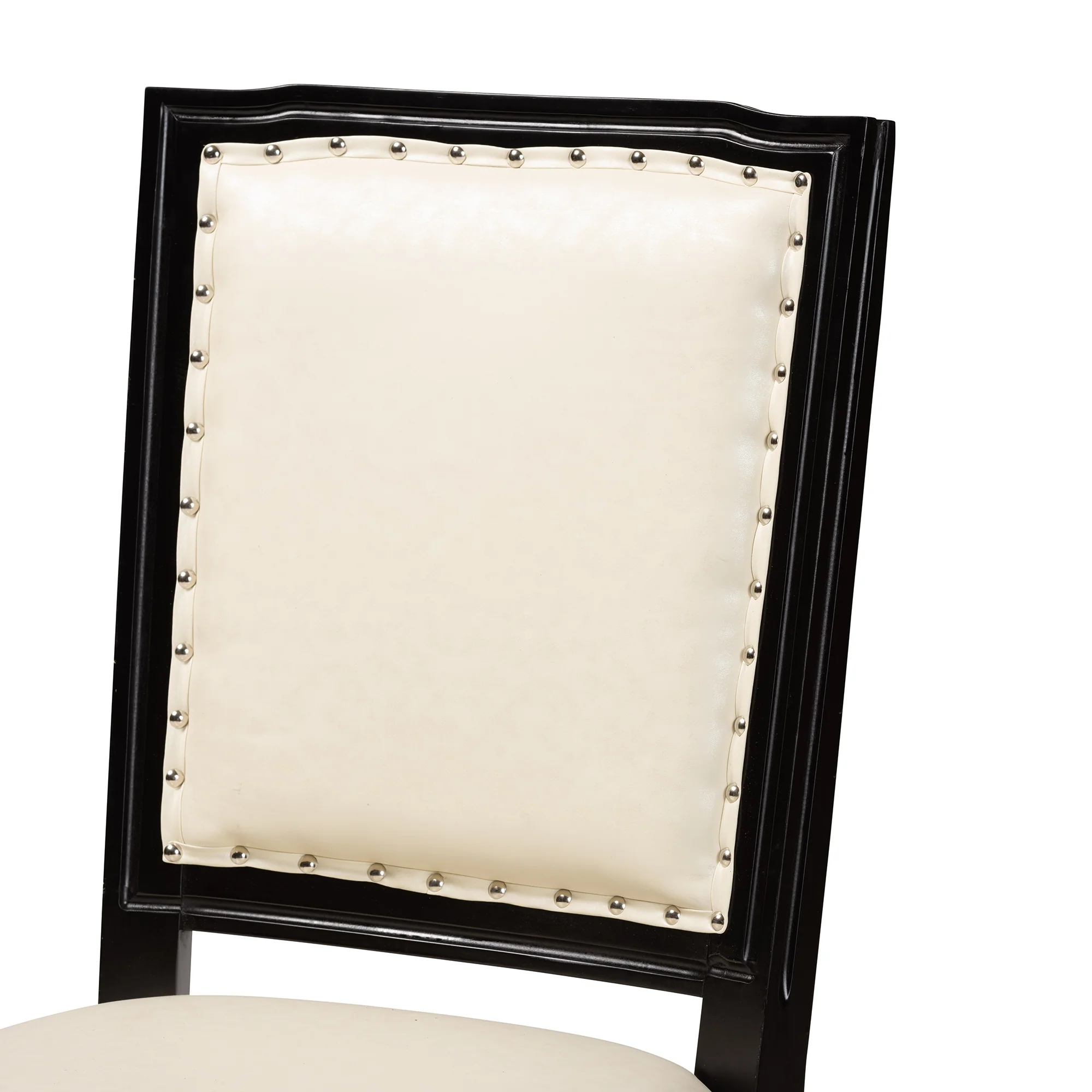 Baxton Studio Louane Traditional French Inspired Beige Faux Leather Upholstered and Black Finished Wood 2-Piece Dining Chair Set - Image 7