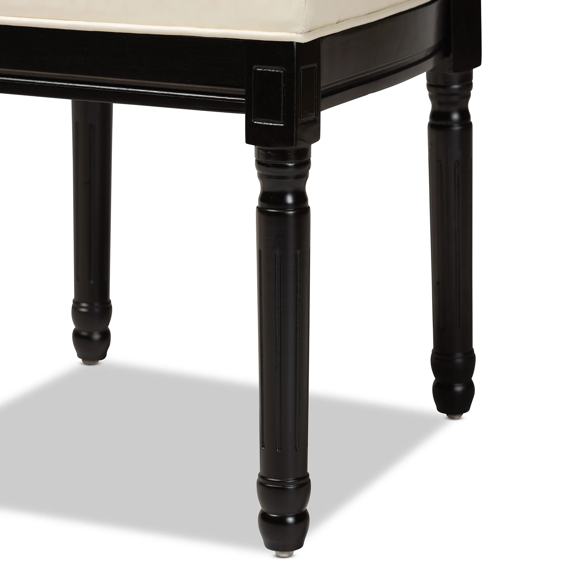 Baxton Studio Louane Traditional French Inspired Beige Faux Leather Upholstered and Black Finished Wood 2-Piece Dining Chair Set - Image 8