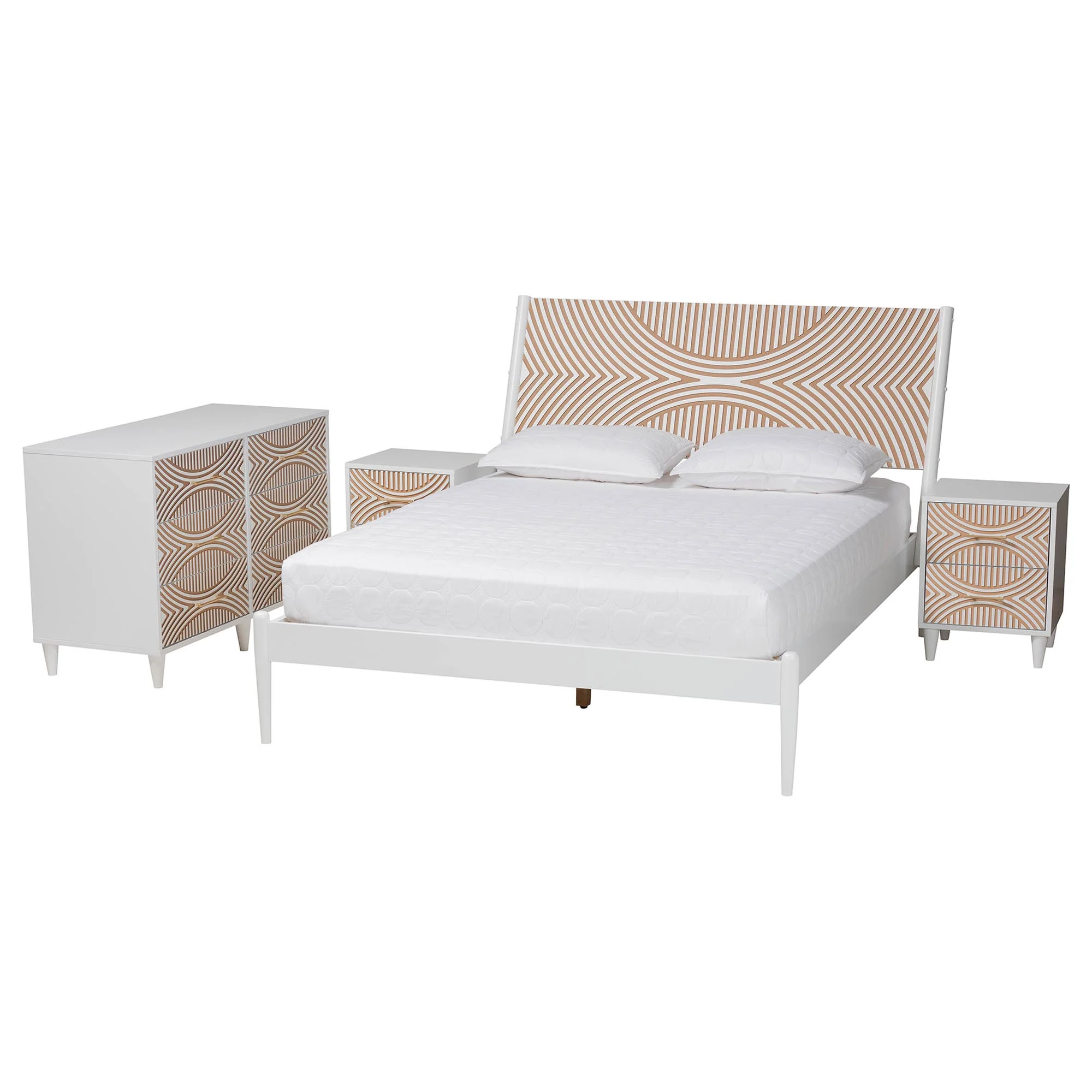 Baxton Studio Louetta Carved Contrasting 4-Piece Bedroom Set - Image 5