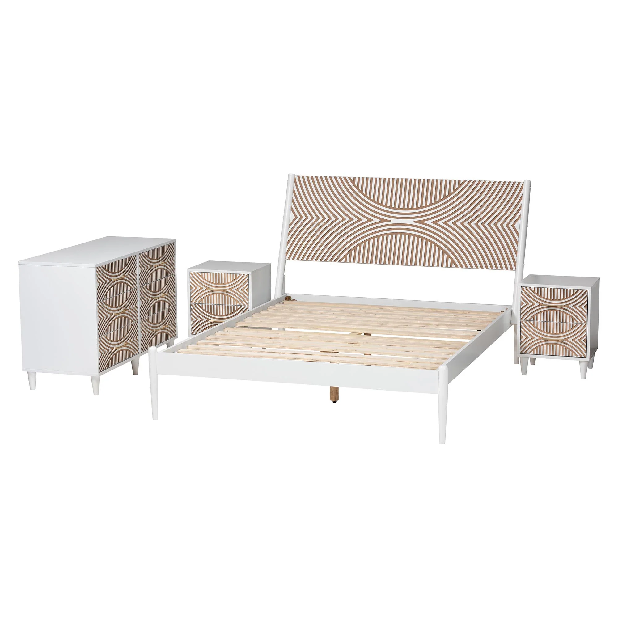 Baxton Studio Louetta Carved Contrasting 4-Piece Bedroom Set - Image 6