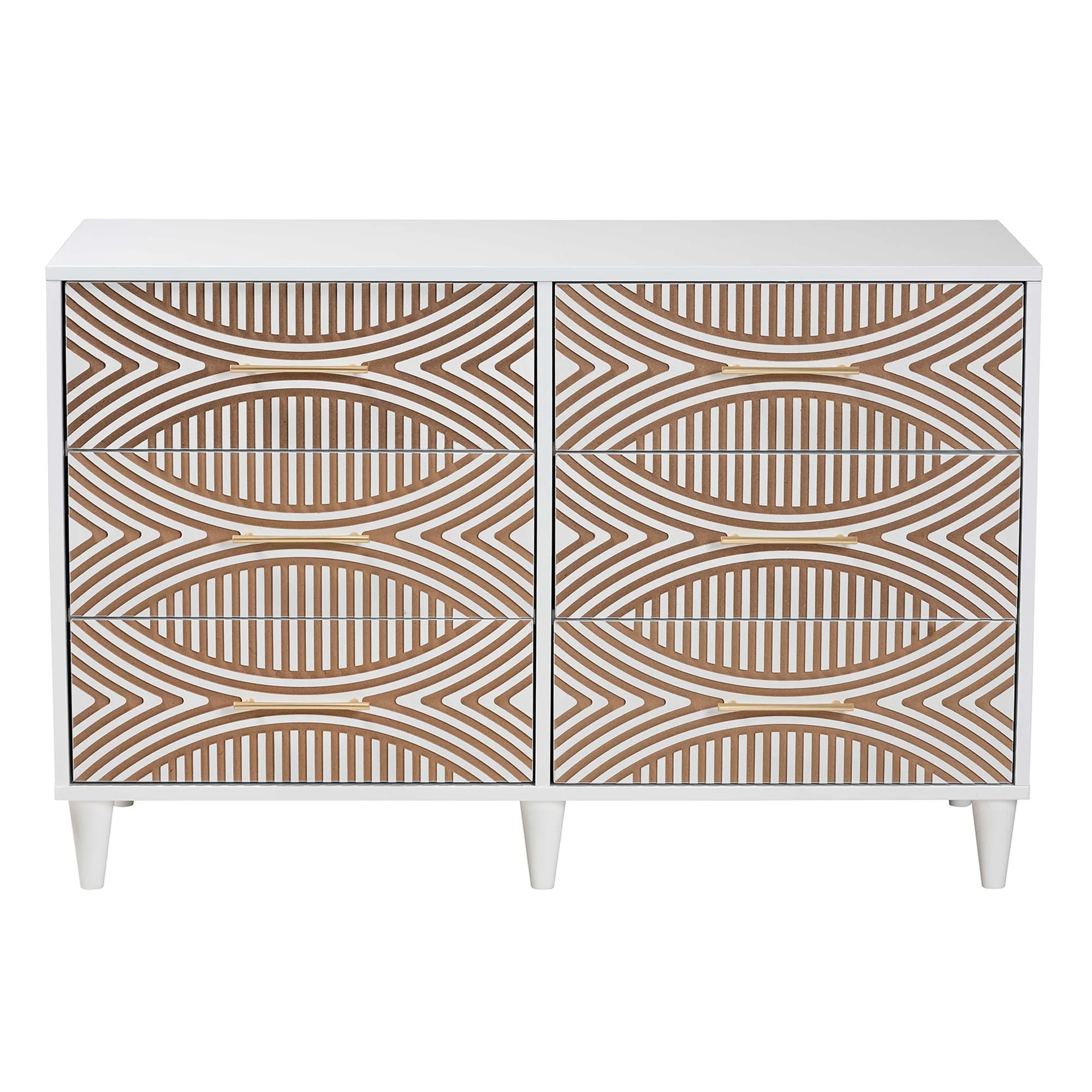 Baxton Studio Louetta Coastal White Carved Contrasting 6-Drawer Dresser - Image 6
