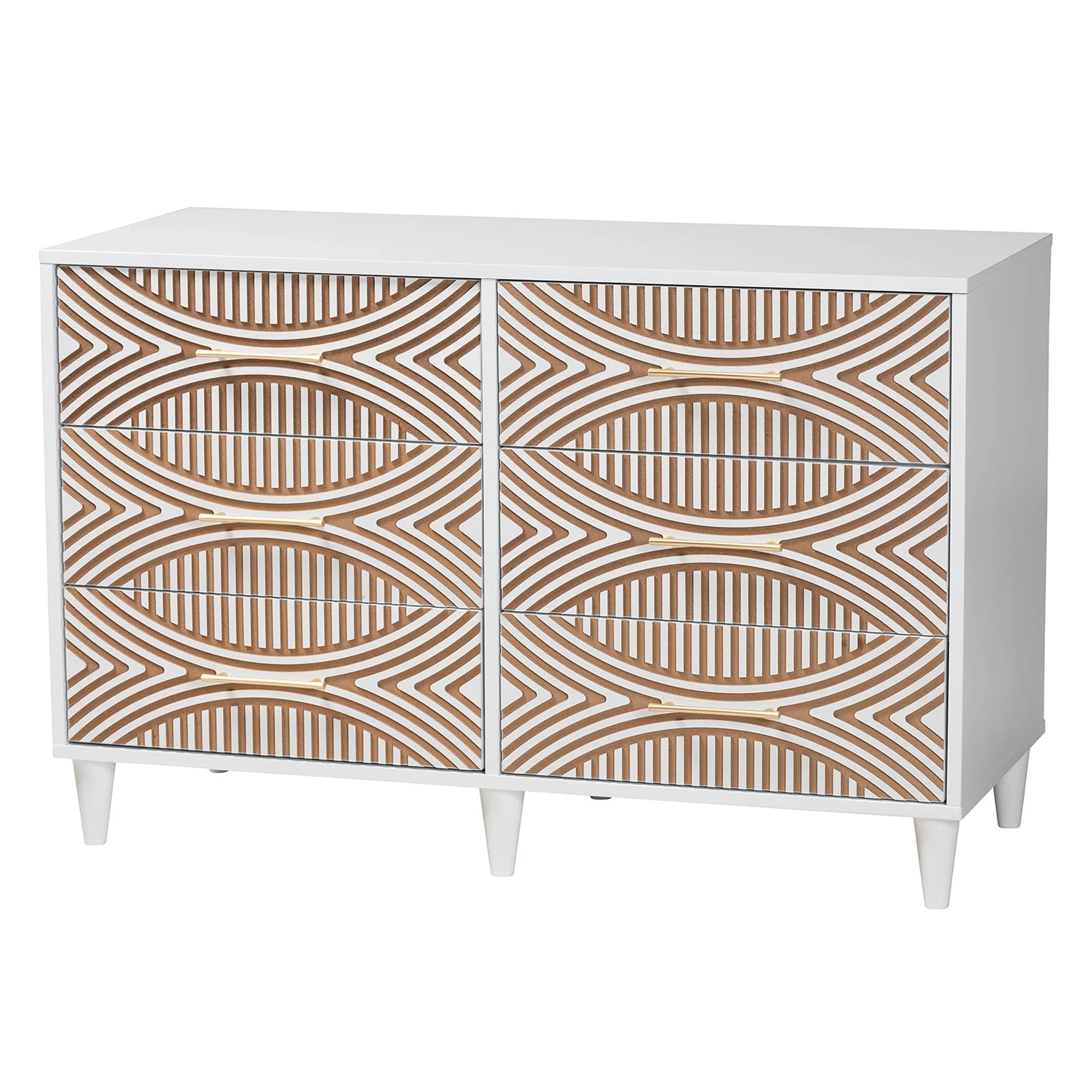 Baxton Studio Louetta Coastal White Caved Contrasting Queen Size 3-Piece Bedroom Set - Image 9