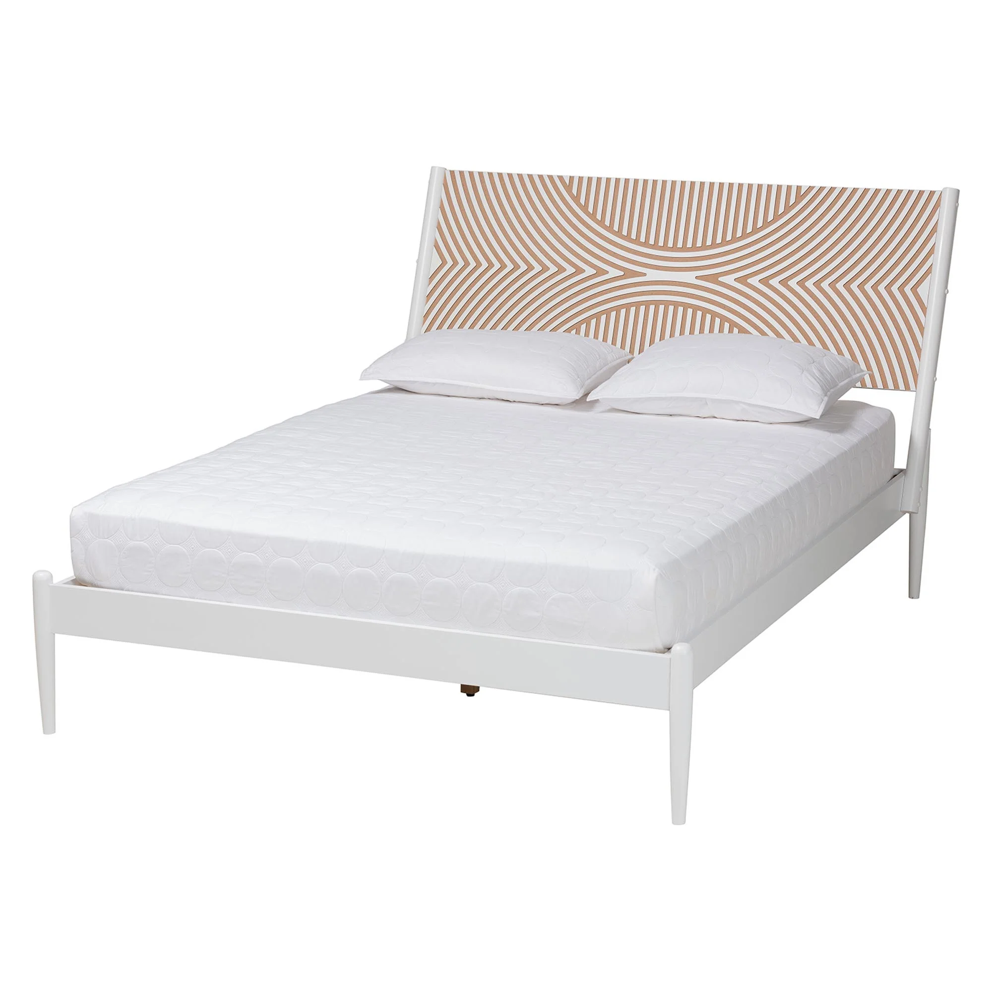 Baxton Studio Louetta Coastal White Caved Contrasting Queen Size 4-Piece Bedroom Set - Image 7