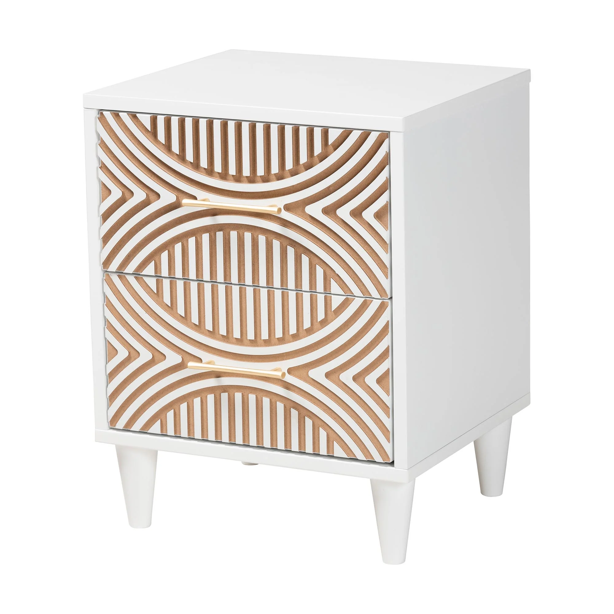 Baxton Studio Louetta Coastal White Caved Contrasting Queen Size 4-Piece Bedroom Set - Image 8