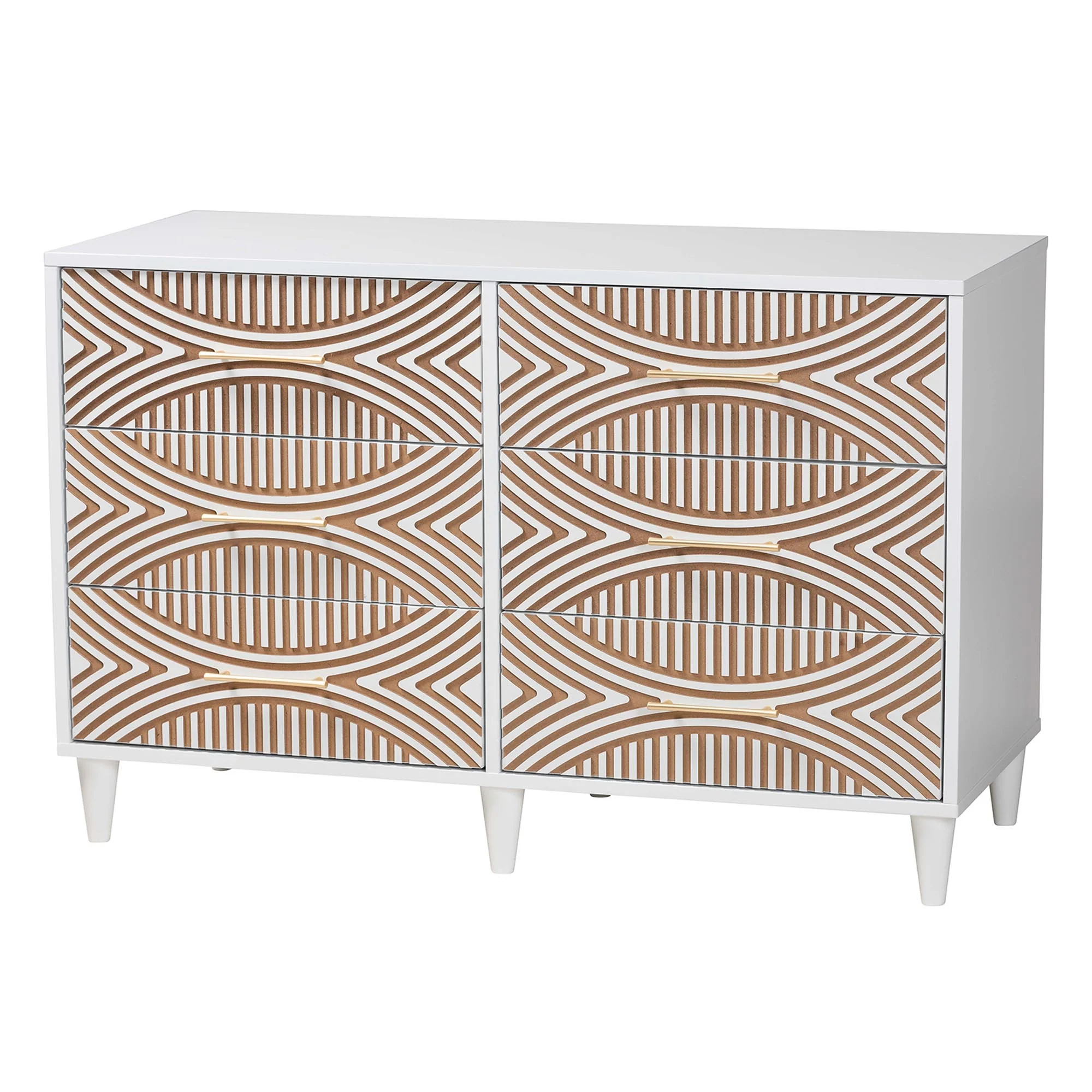 Baxton Studio Louetta Coastal White Caved Contrasting Queen Size 4-Piece Bedroom Set - Image 9