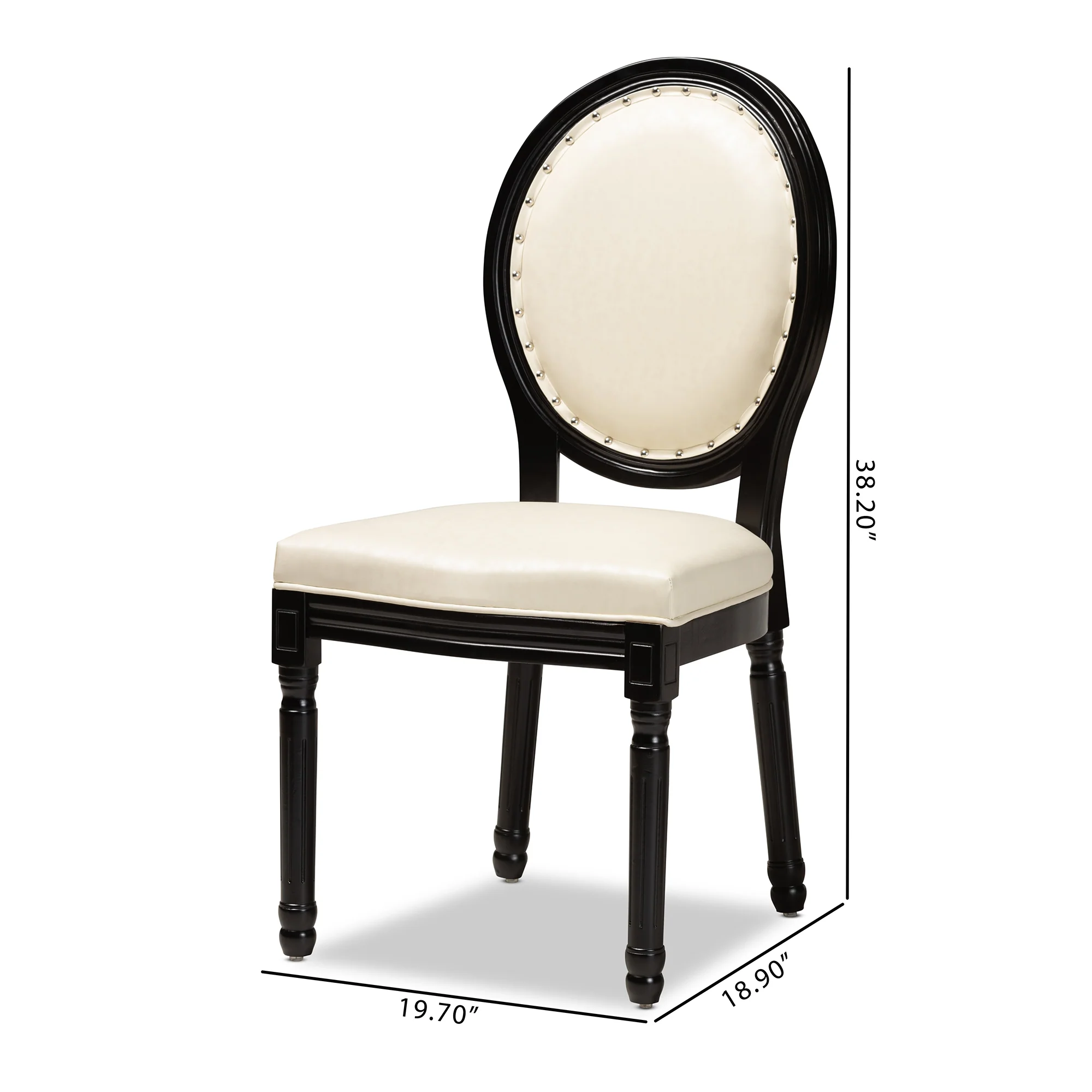 Baxton Studio Louis Traditional French Inspired Beige Faux Leather Upholstered and Black Finished Wood 2-Piece Dining Chair Set - Image 3