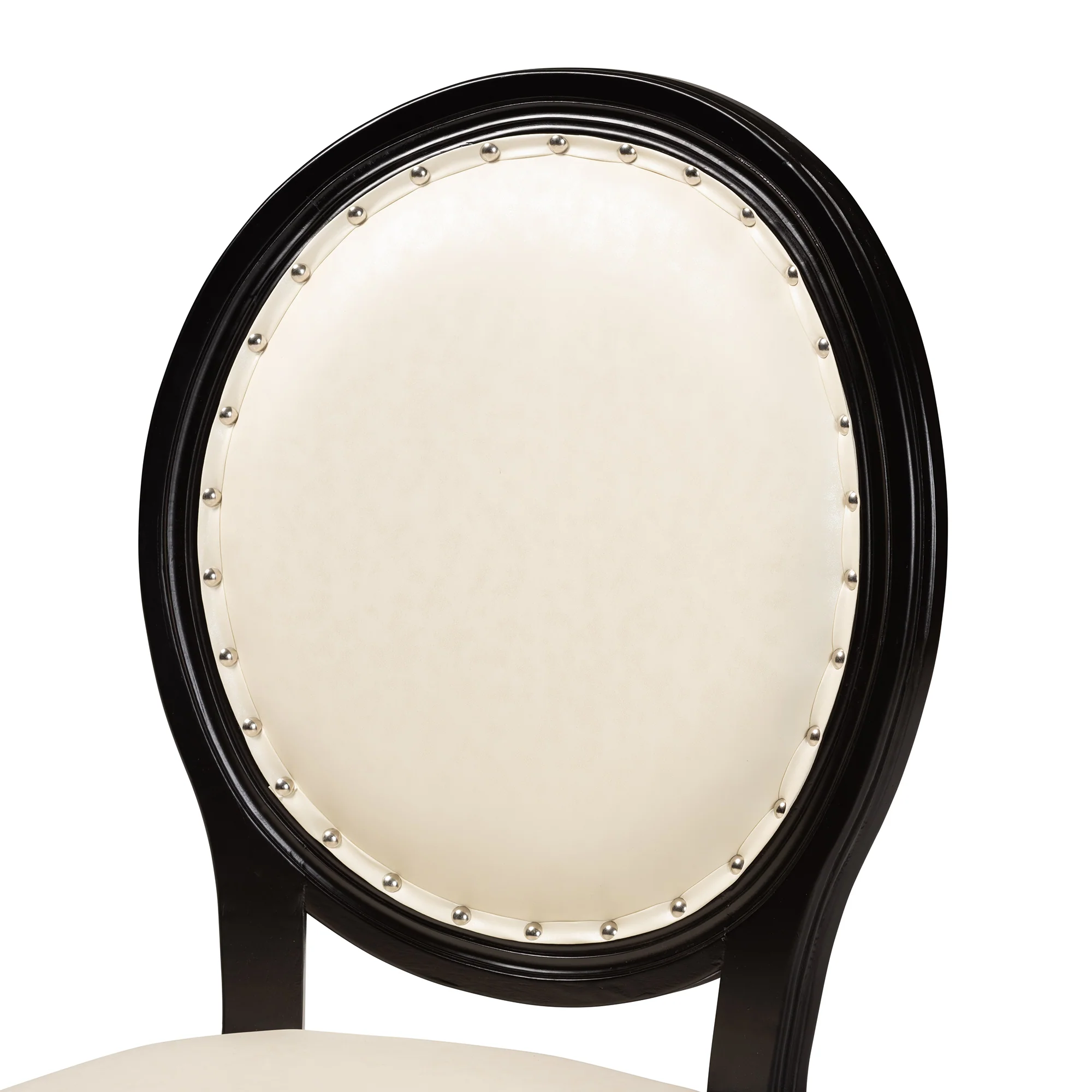 Baxton Studio Louis Traditional French Inspired Beige Faux Leather Upholstered and Black Finished Wood 2-Piece Dining Chair Set - Image 7