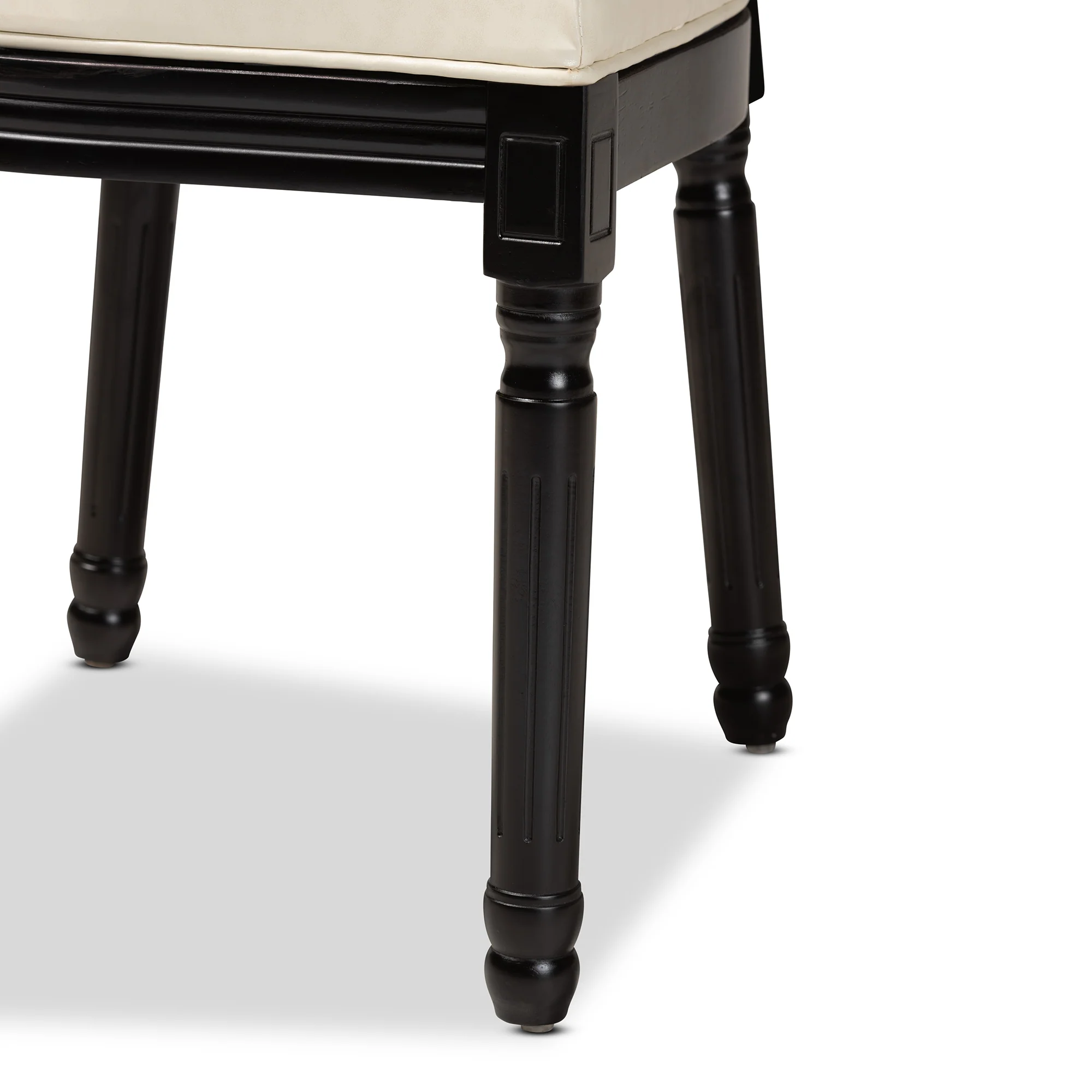 Baxton Studio Louis Traditional French Inspired Beige Faux Leather Upholstered and Black Finished Wood 2-Piece Dining Chair Set - Image 8