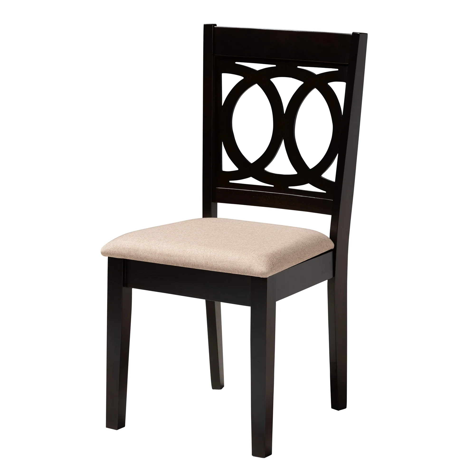 Baxton Studio Louisa Modern Beige Fabric and Dark Brown Finished Wood 5-Piece Dining Set - Image 5