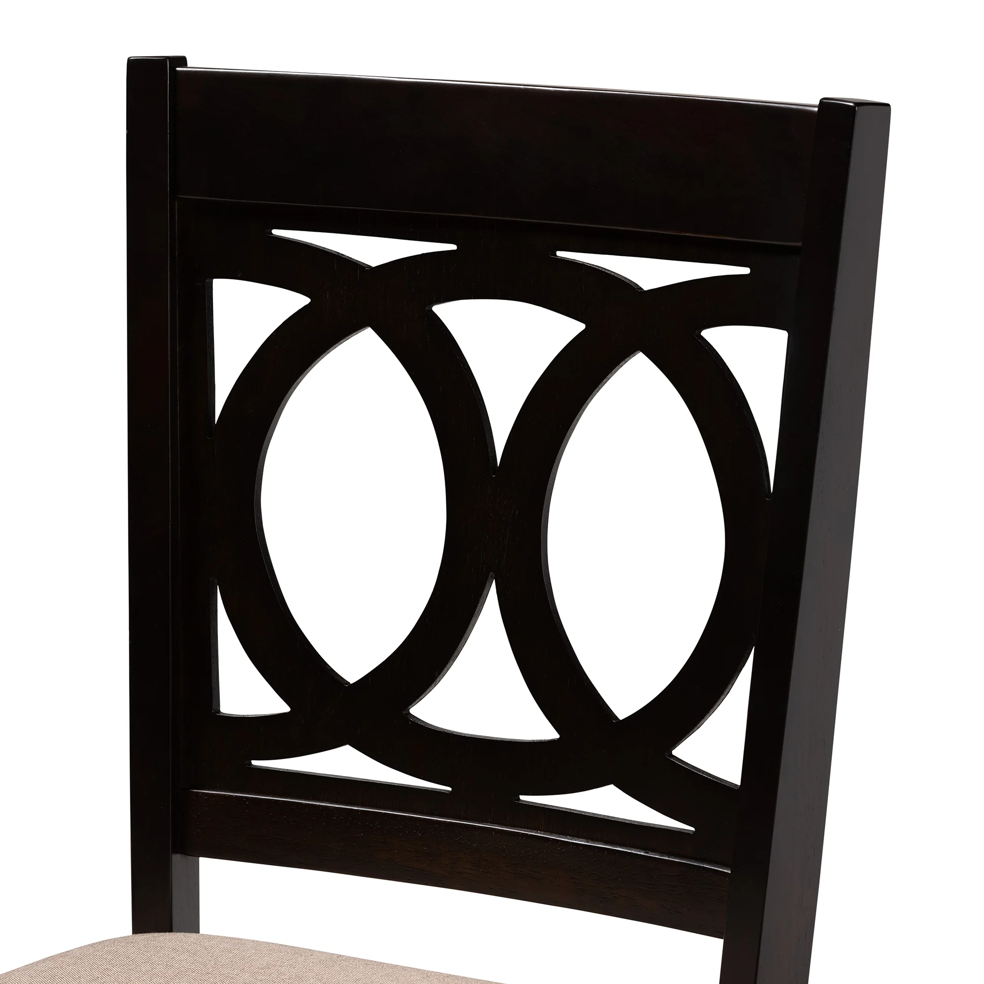 Baxton Studio Louisa Modern Beige Fabric and Dark Brown Finished Wood 5-Piece Dining Set - Image 8