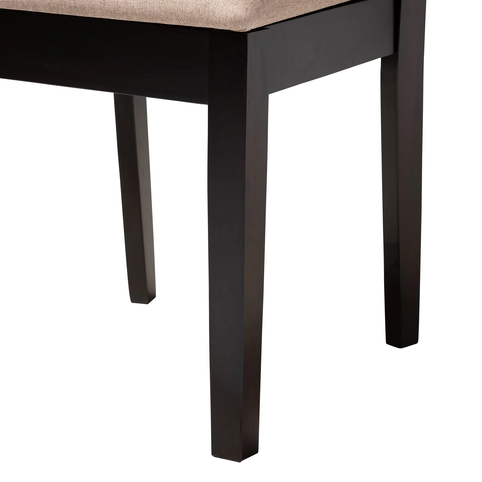 Baxton Studio Louisa Modern Beige Fabric and Dark Brown Finished Wood 5-Piece Dining Set - Image 9