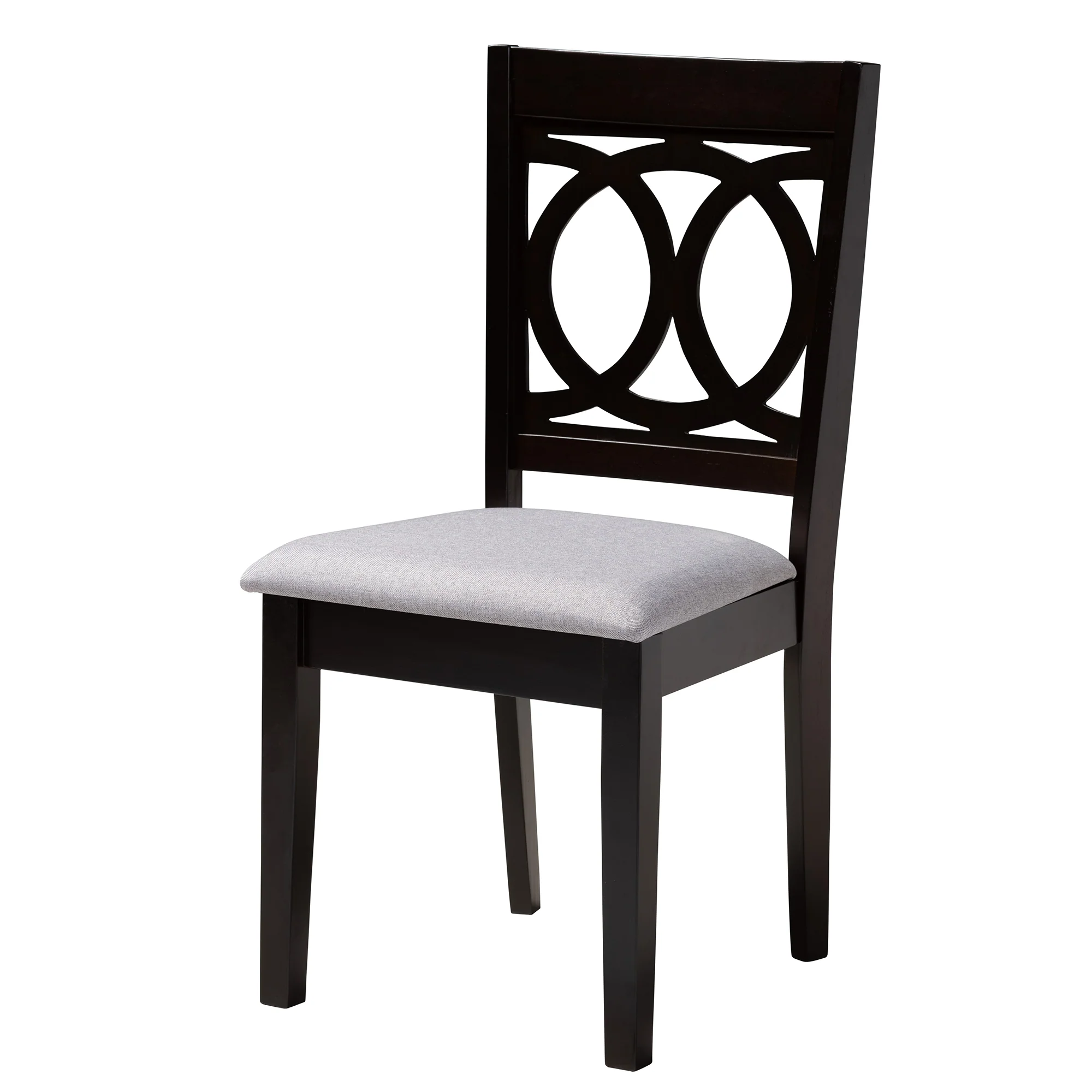 Baxton Studio Louisa Modern Grey Fabric and Dark Brown Finished Wood 5-Piece Dining Set - Image 5