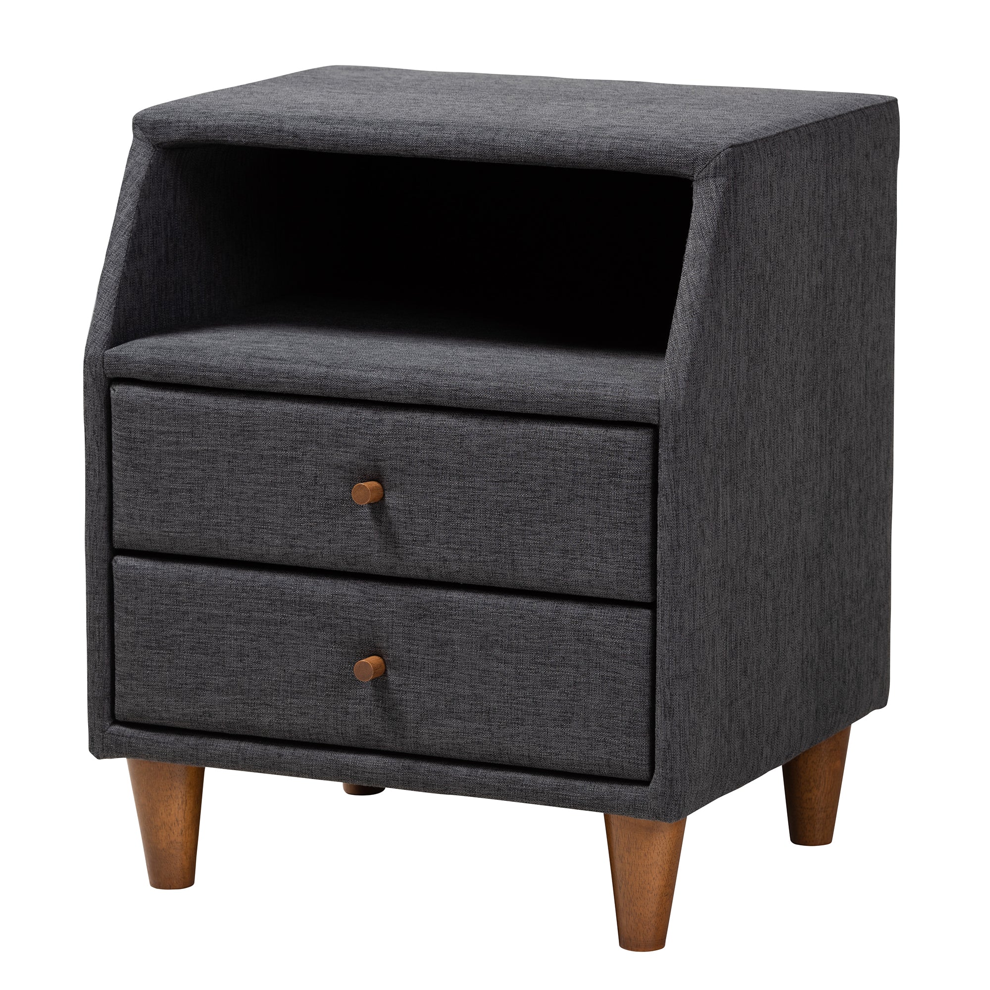 Baxton Studio Louvain Mid-Century Modern Transitional Dark Grey Fabric Upholstered Twin Size 3-Piece Bedroom Set - Image 8