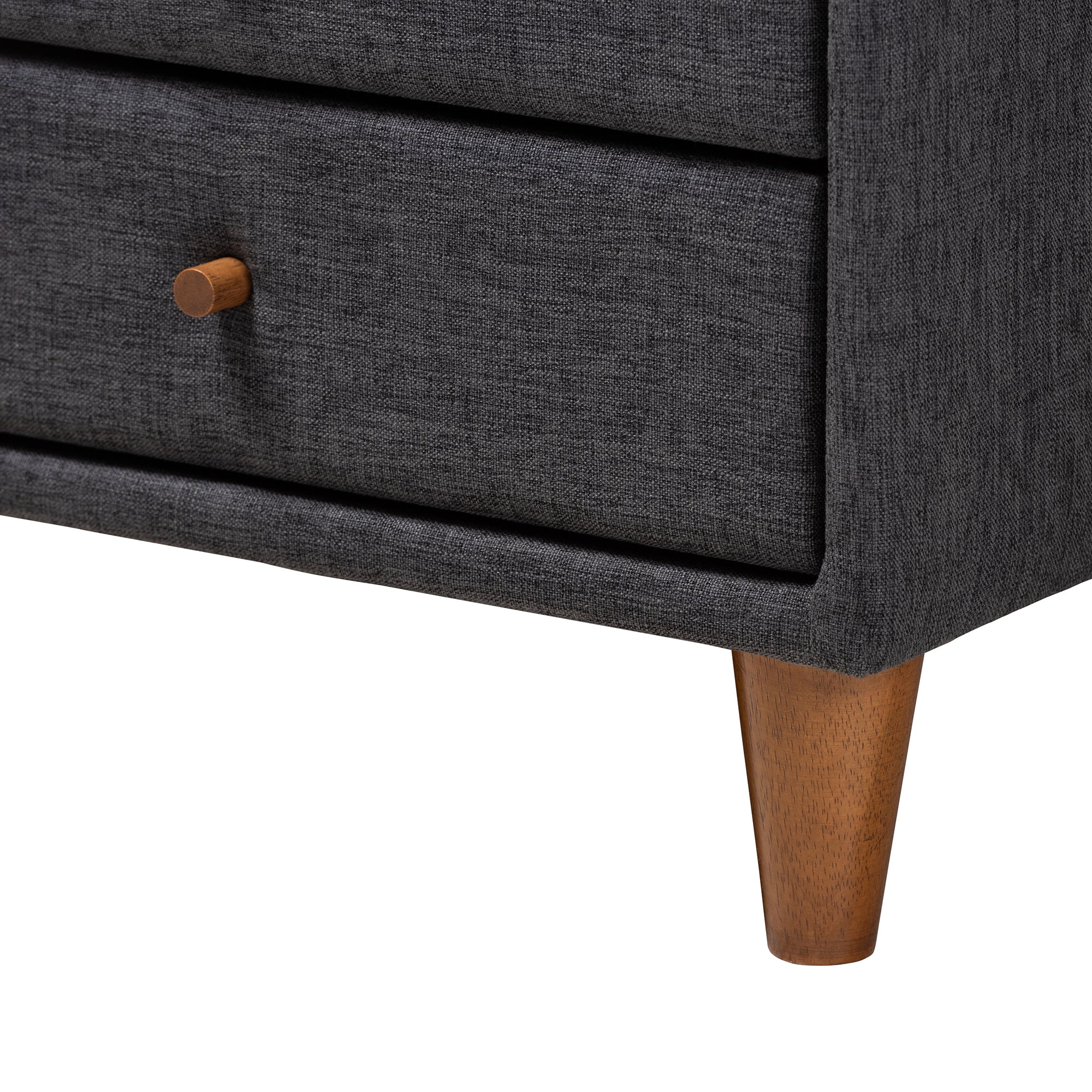 Baxton Studio Louvain Mid-Century Modern Transitional Dark Grey Fabric Upholstered Twin Size 3-Piece Bedroom Set - Image 9