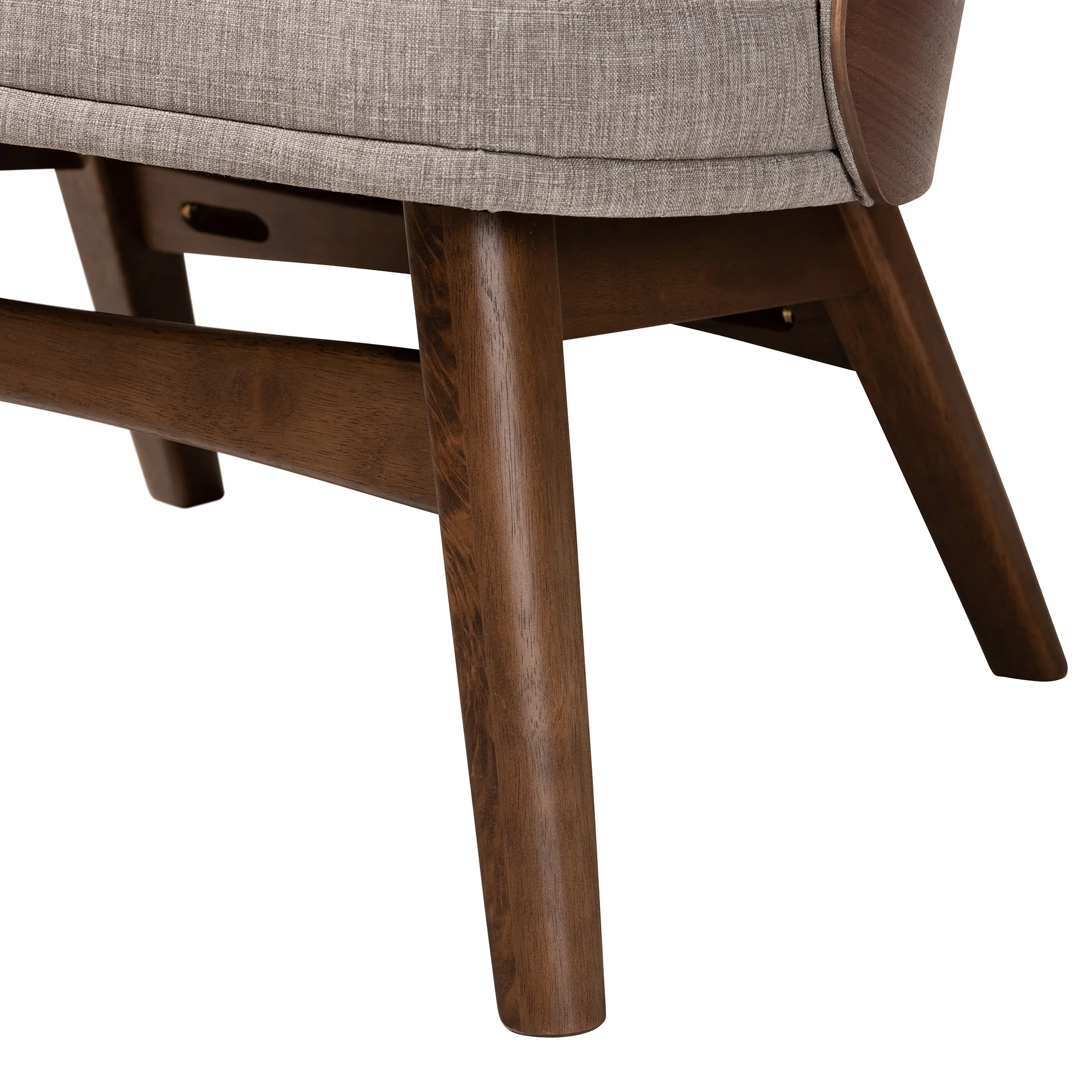 Baxton Studio Lovella Mid-Century Modern Grey Fabric and Walnut Brown Finished Wood 2-Piece Accent Chair Set - Image 6