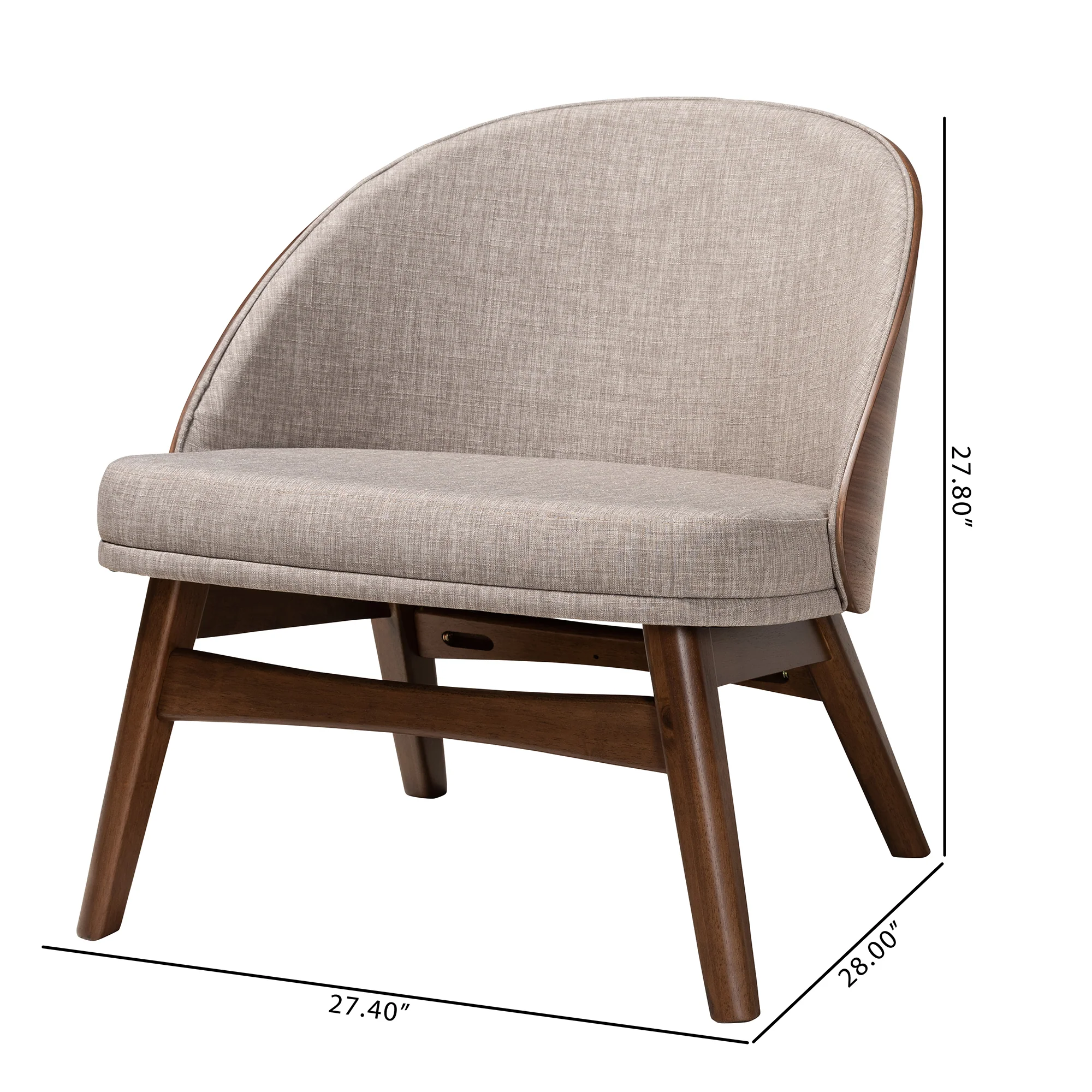 Baxton Studio Lovella Mid-Century Modern Grey Fabric and Walnut Brown Finished Wood 2-Piece Accent Chair Set - Image 8