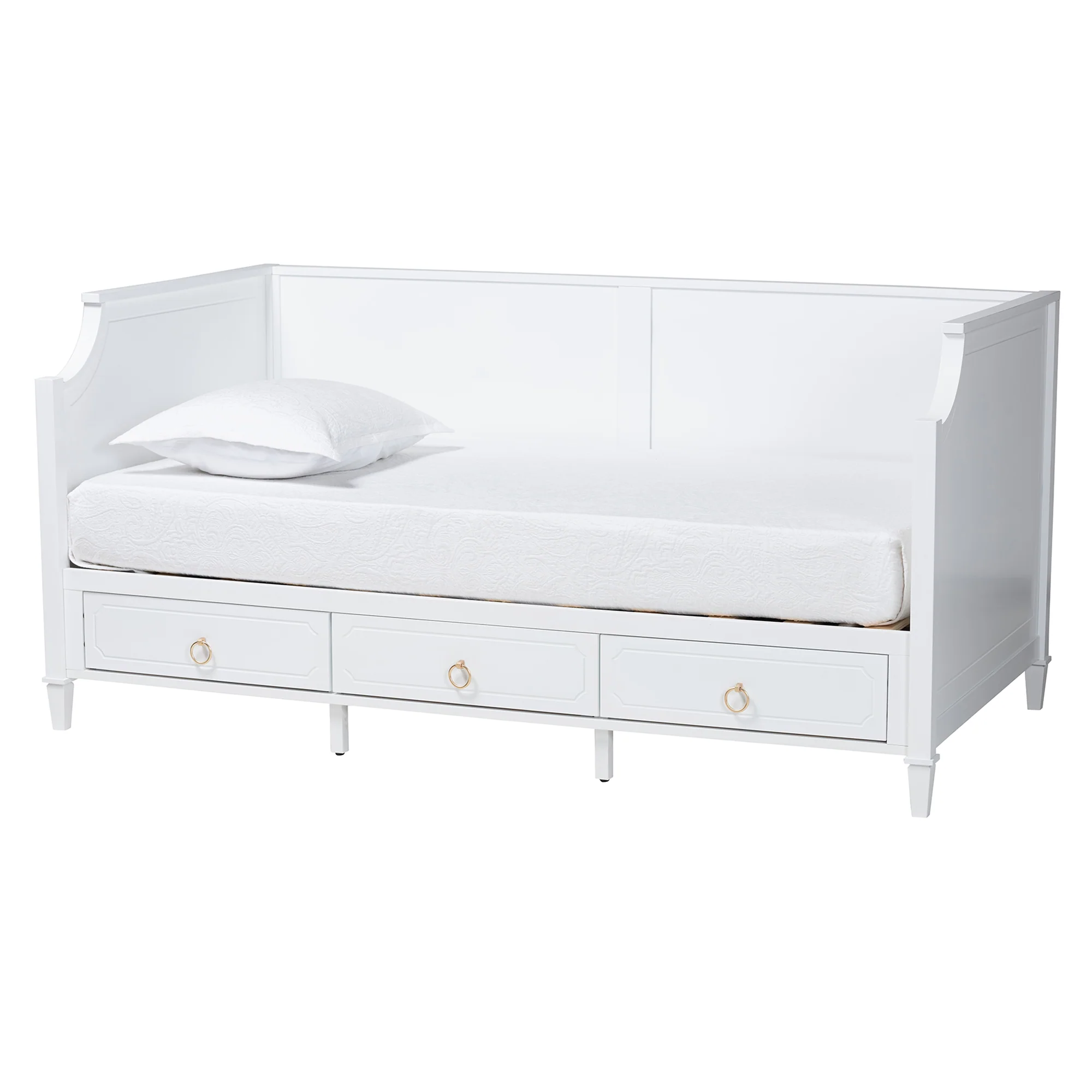 Baxton Studio Lowri Classic and Traditional White Finished Wood Twin Size 3-Drawer Daybed - Image 2
