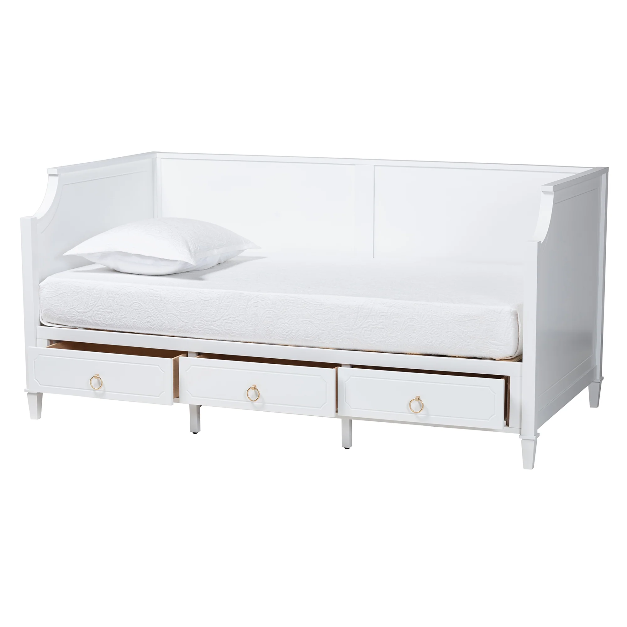 Baxton Studio Lowri Classic and Traditional White Finished Wood Twin Size 3-Drawer Daybed - Image 3