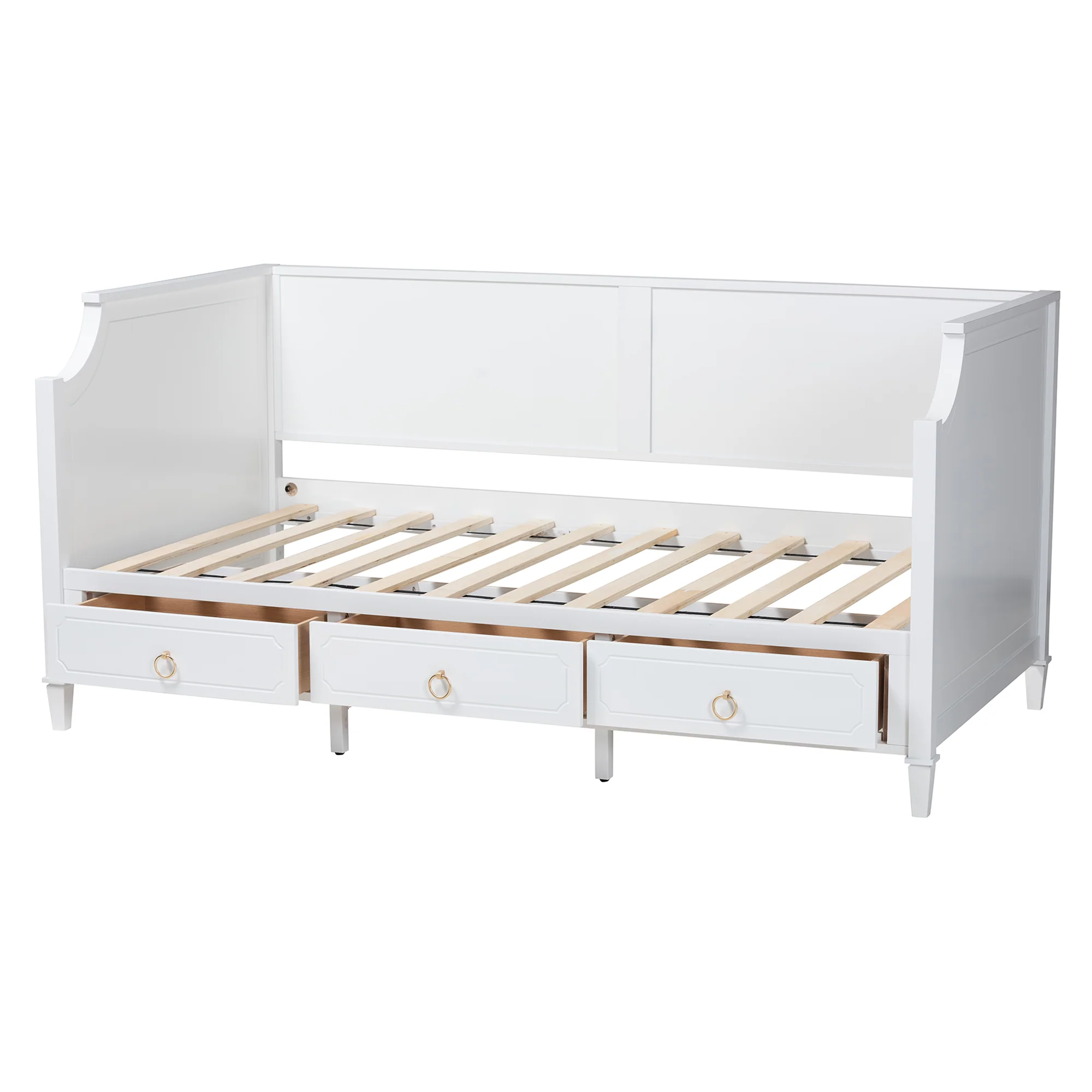 Baxton Studio Lowri Classic and Traditional White Finished Wood Twin Size 3-Drawer Daybed - Image 6