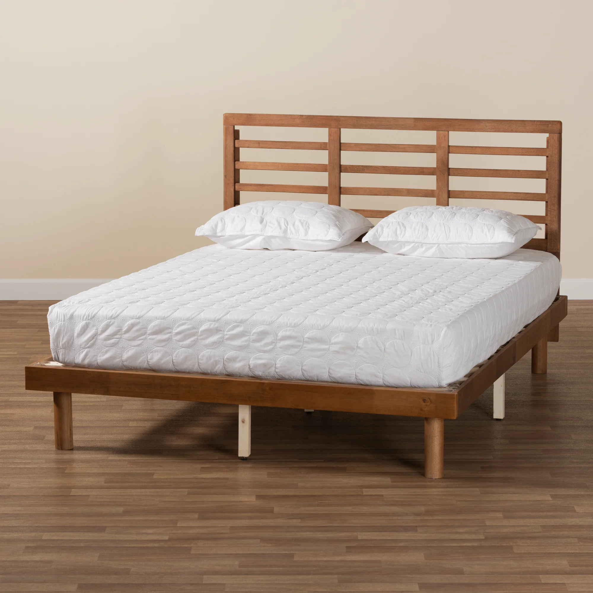 Baxton Studio Lucine Mid-Century Modern Ash Walnut Finished Wood Full Size Platform Bed - Image 7