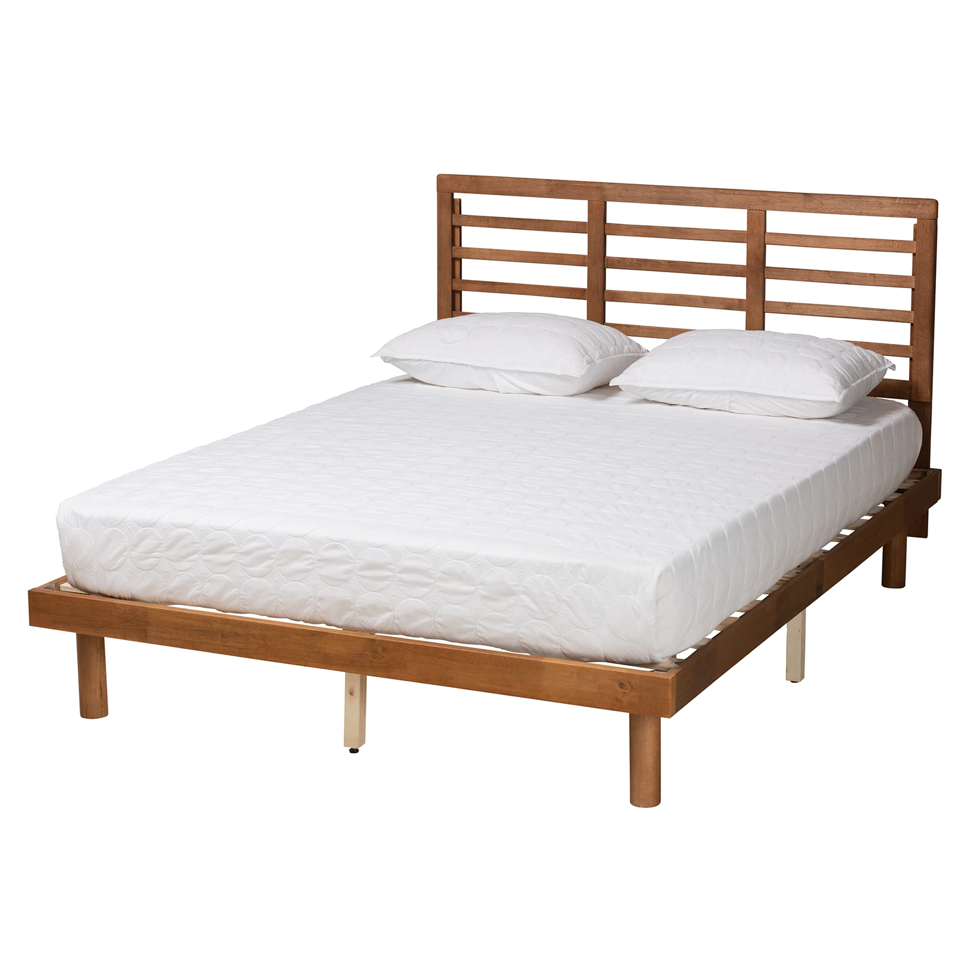Baxton Studio Lucine Mid-Century Modern Ash Walnut Finished Wood King Size Platform Bed - Image 2