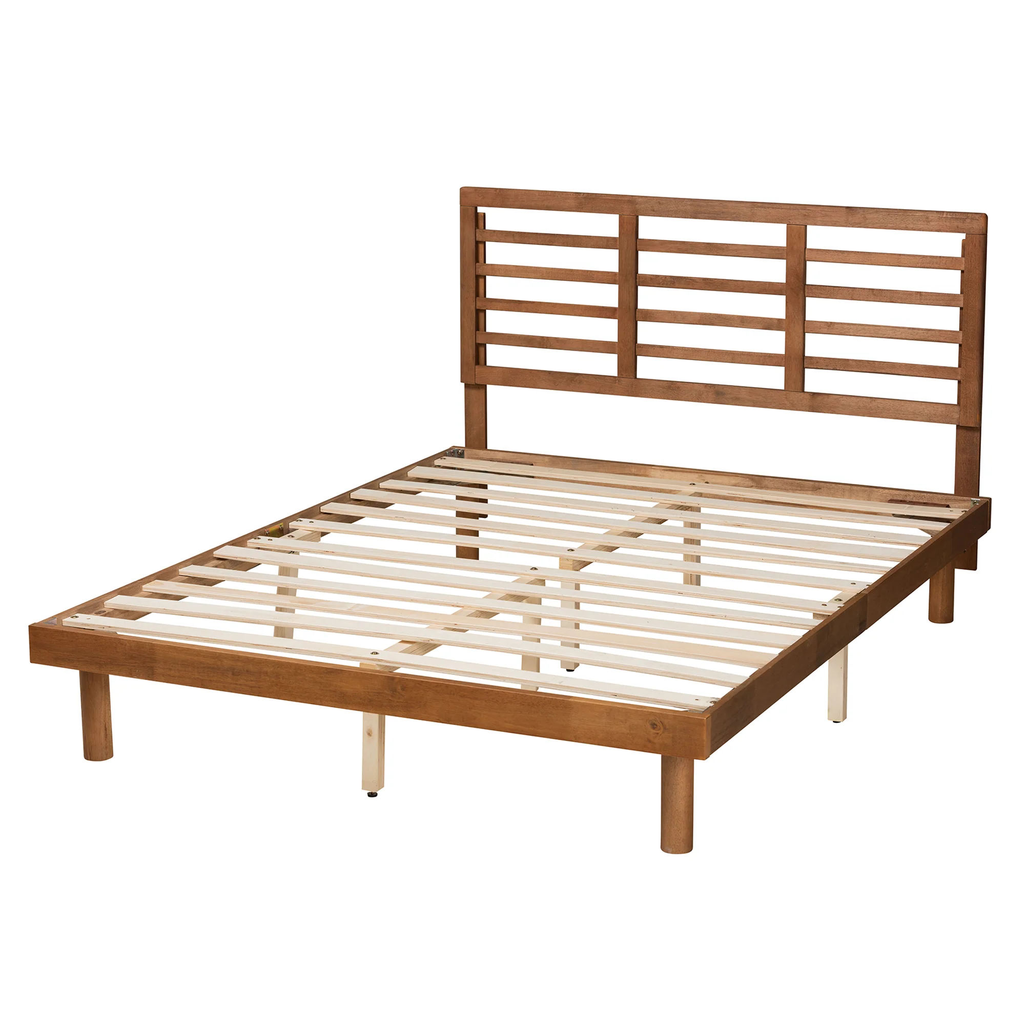 Baxton Studio Lucine Mid-Century Modern Ash Walnut Finished Wood Queen Size Platform Bed - Image 4