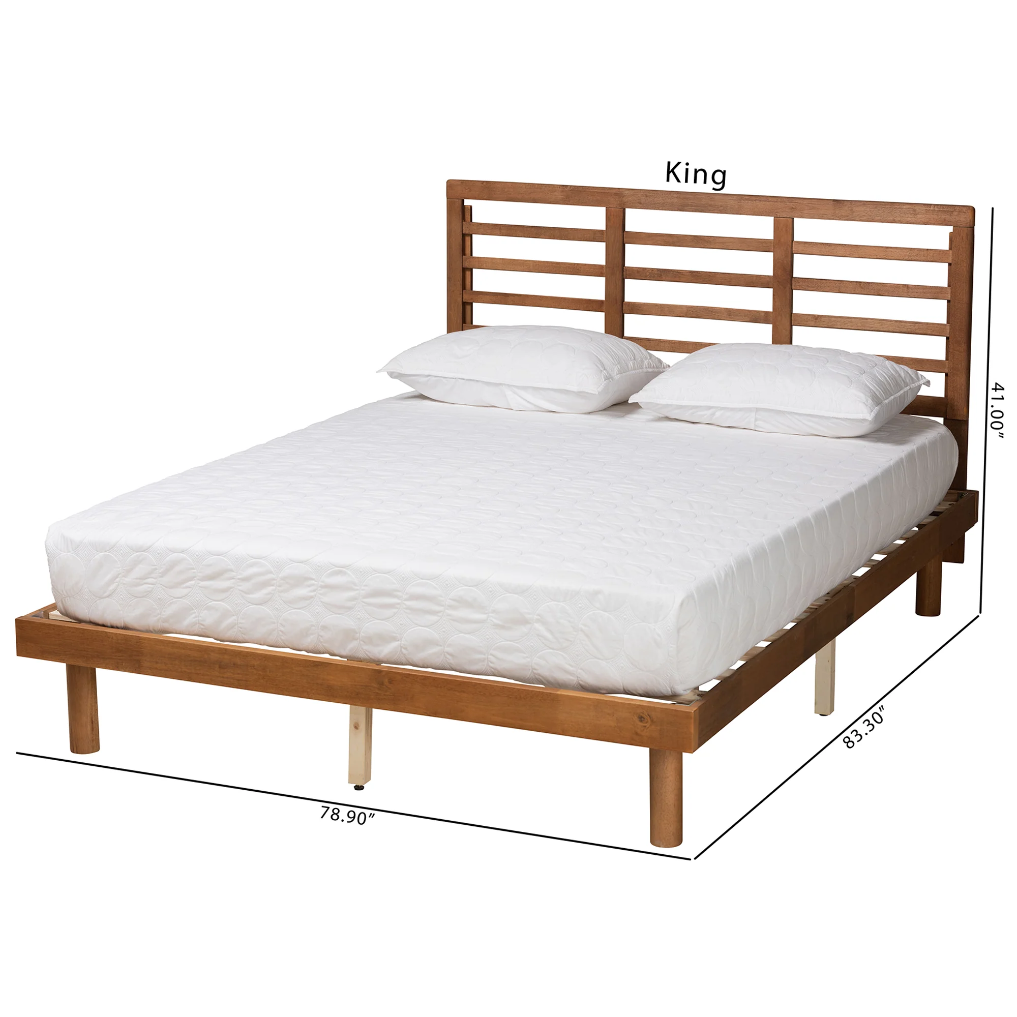 Baxton Studio Lucine Mid-Century Modern Ash Walnut Finished Wood Queen Size Platform Bed - Image 9