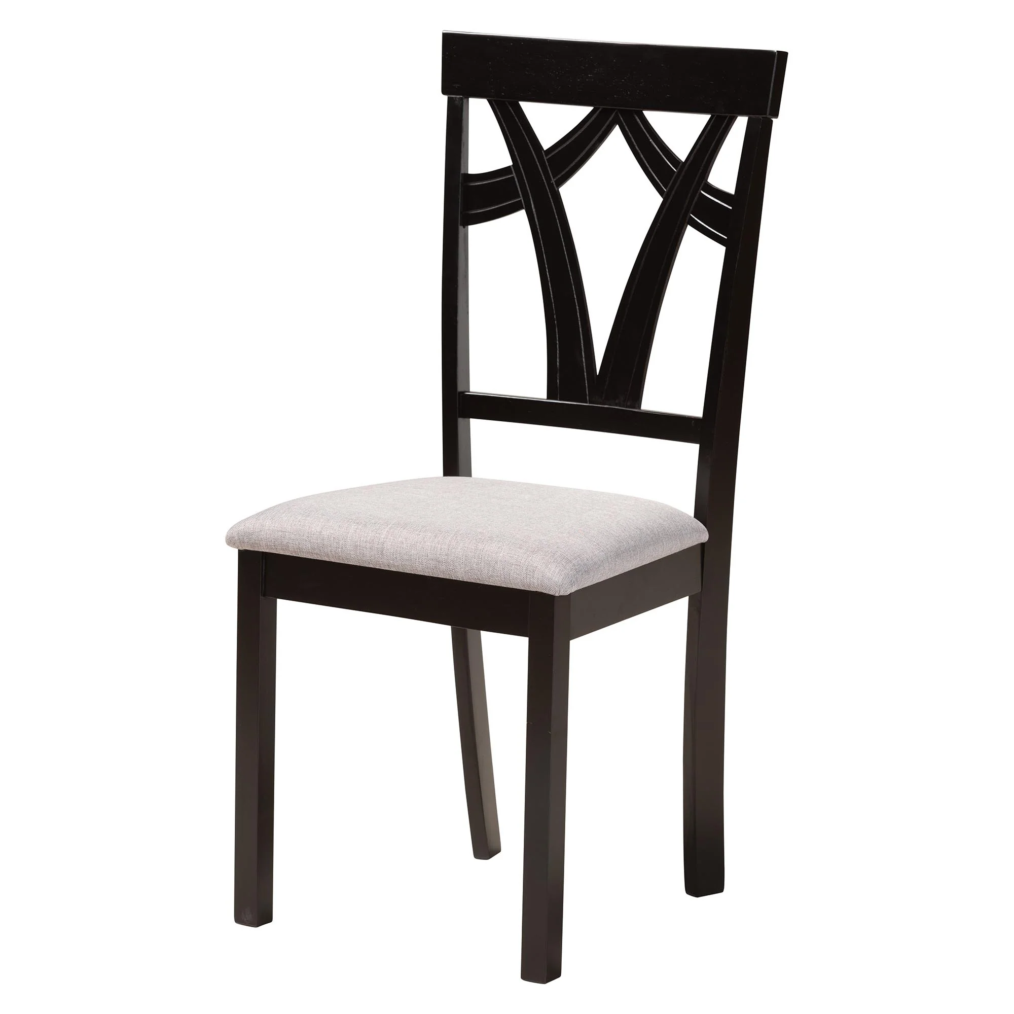 Baxton Studio Luise Modern Grey Fabric and Dark Brown Finished Wood 7-Piece Dining Set - Image 3